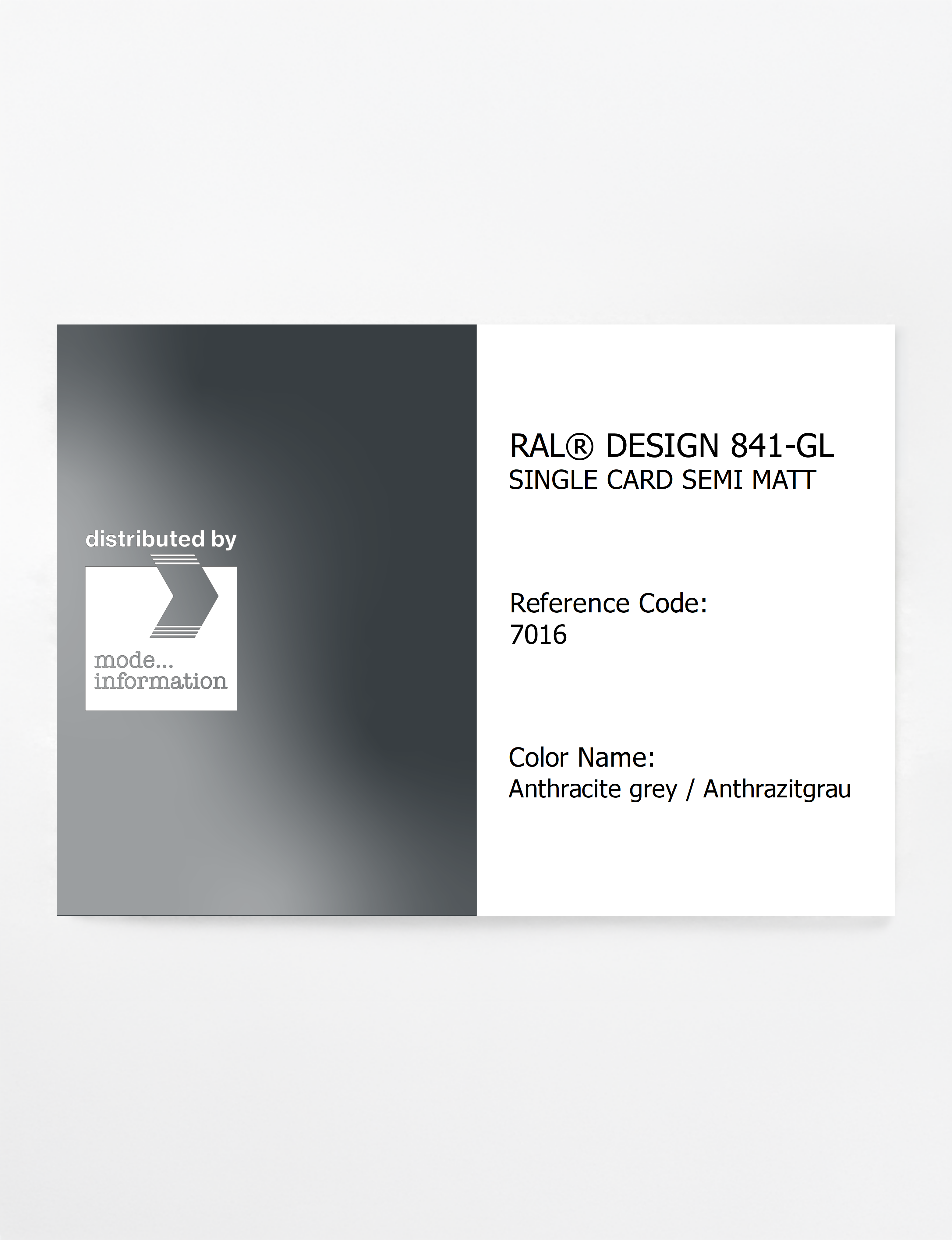 Product image 1 of the product “RAL® CLASSIC 841-GL SINGLE CARD 7016 Anthracite grey / Anthrazitgrau ”