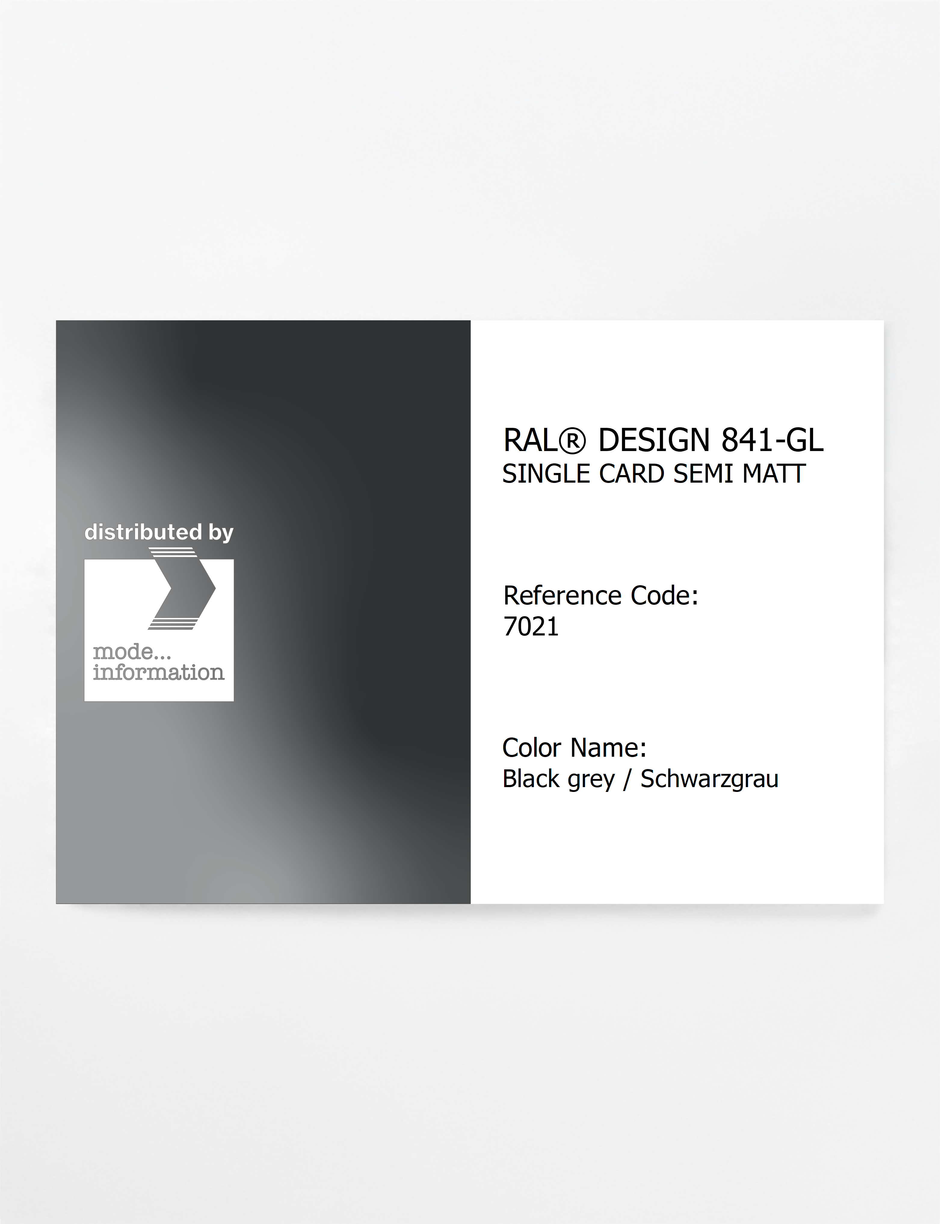 Product image 1 of the product “RAL® CLASSIC 841-GL SINGLE CARD 7021 Black grey / Schwarzgrau ”