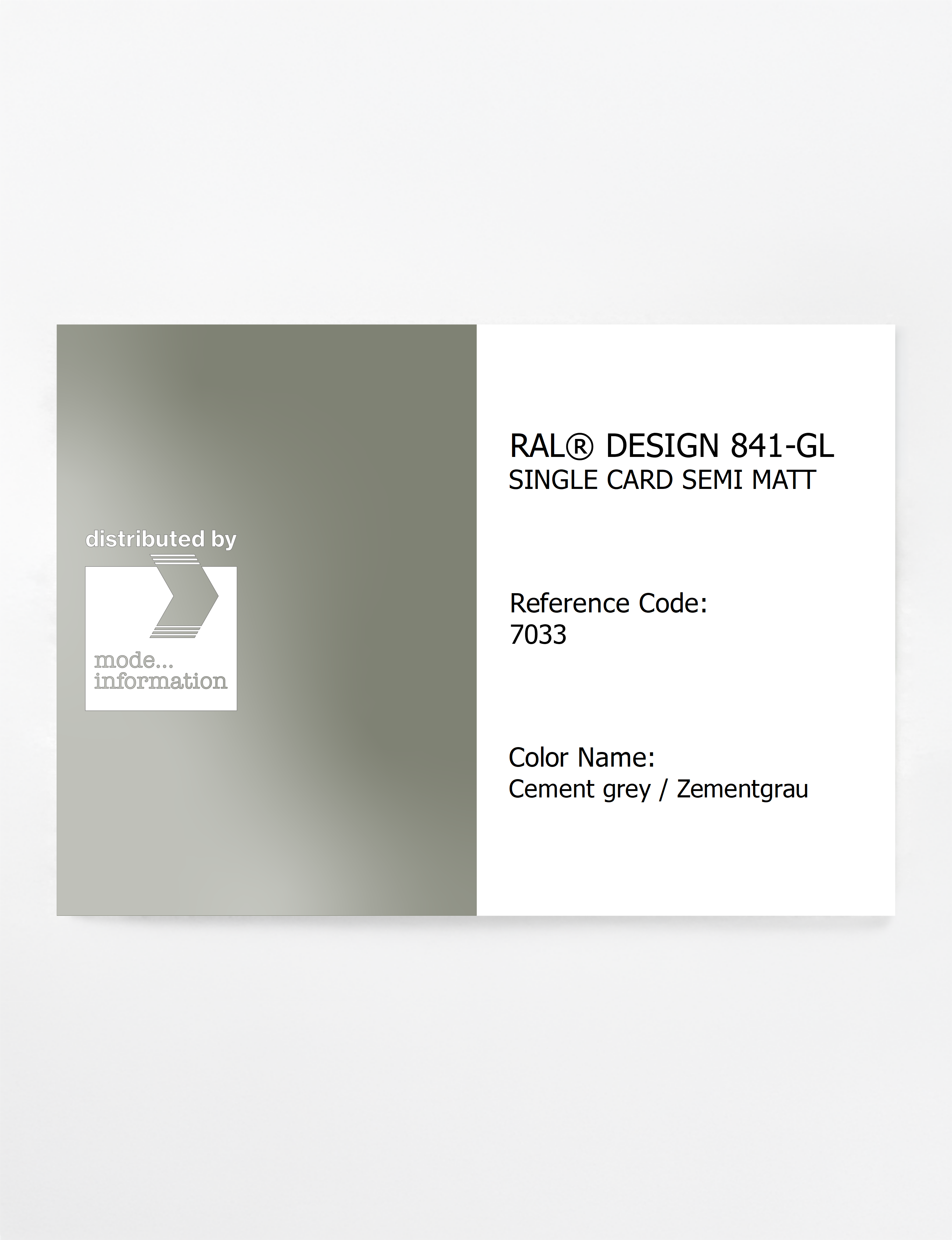 Product image 1 of the product “RAL® CLASSIC 841-GL SINGLE CARD 7033 Cement grey / Zementgrau ”