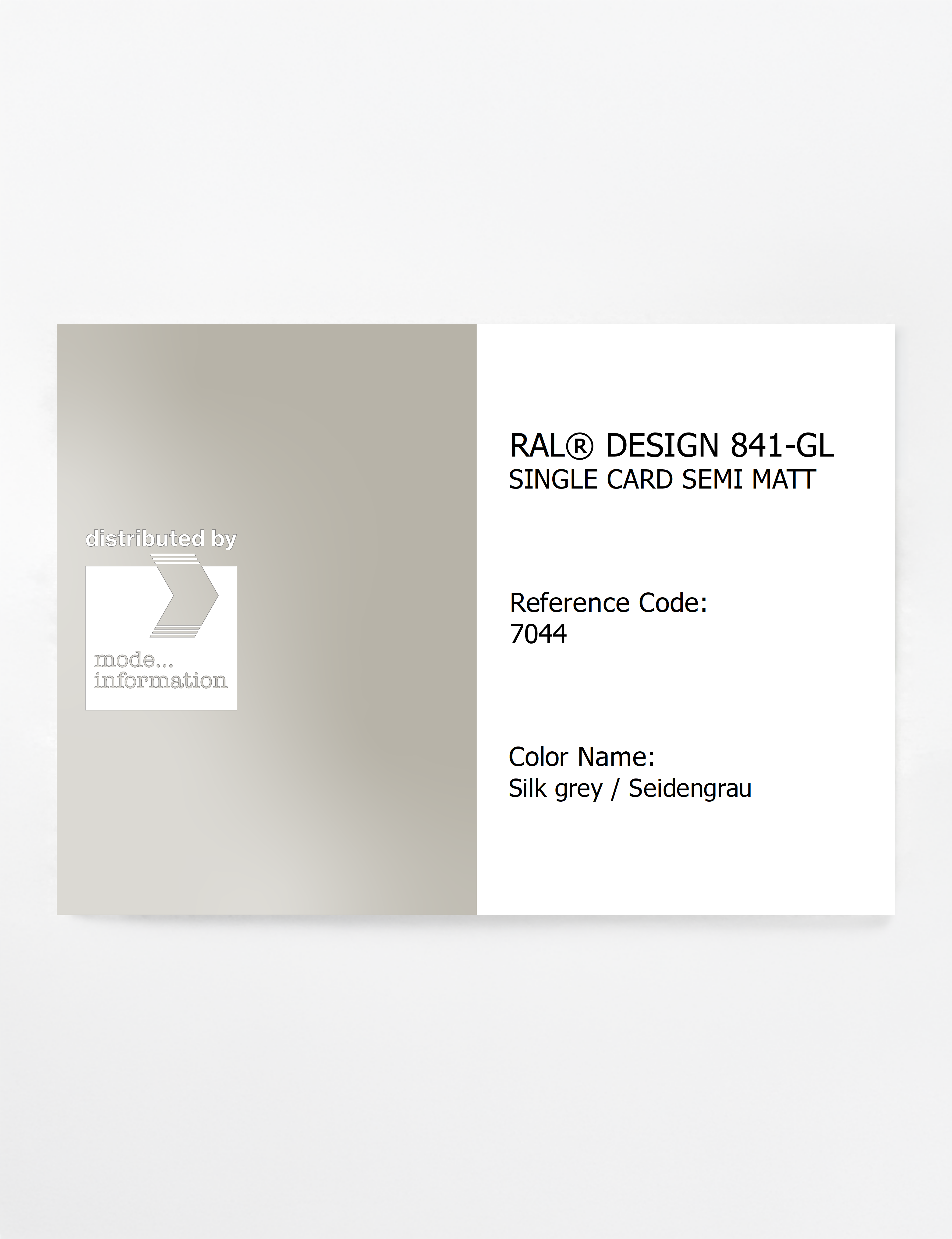 Product image 1 of the product “RAL® CLASSIC 841-GL SINGLE CARD 7044 Silk grey / Seidengrau ”