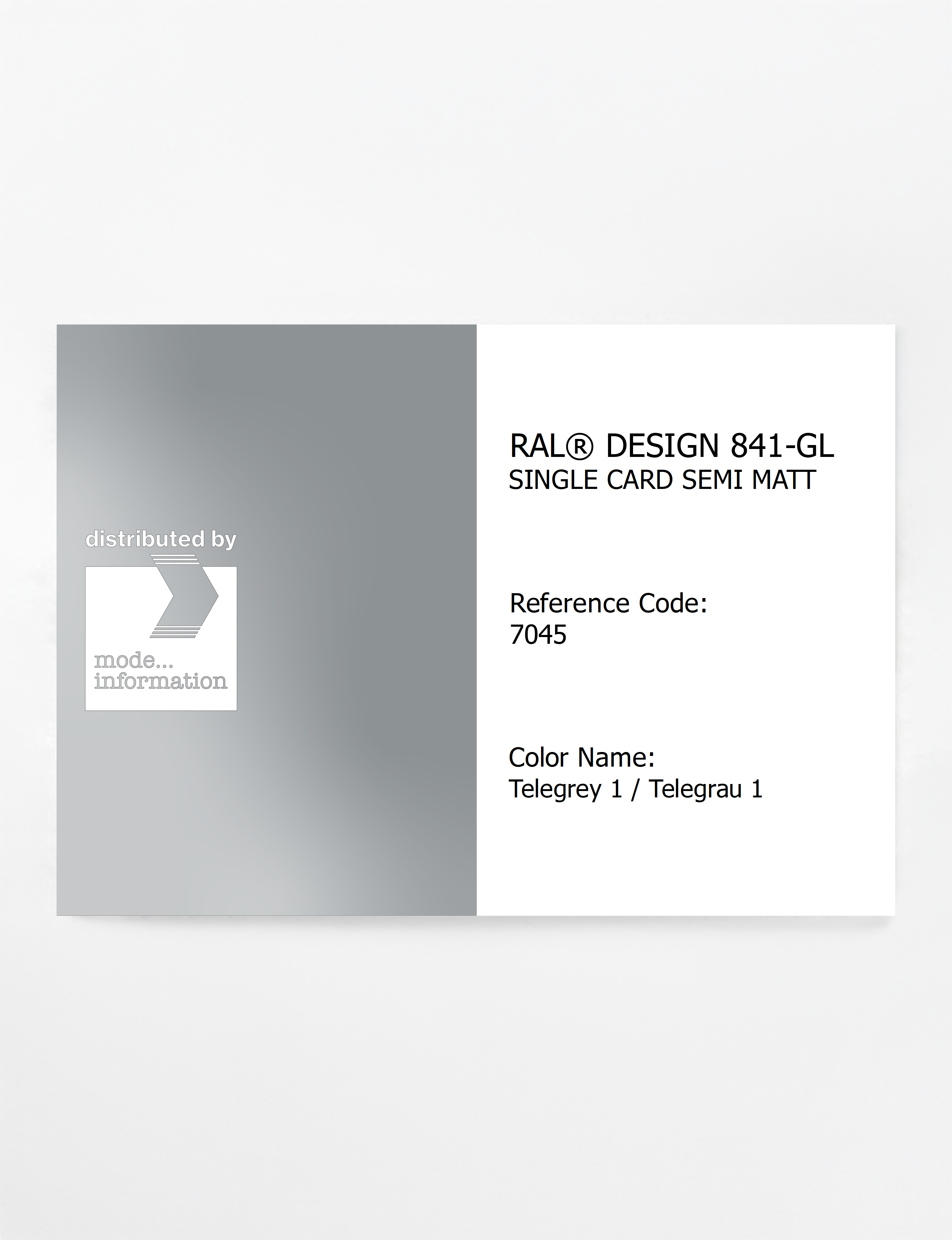 Product image 1 of the product “RAL® CLASSIC 841-GL SINGLE CARD 7045 Telegrey 1 / Telegrau 1 ”