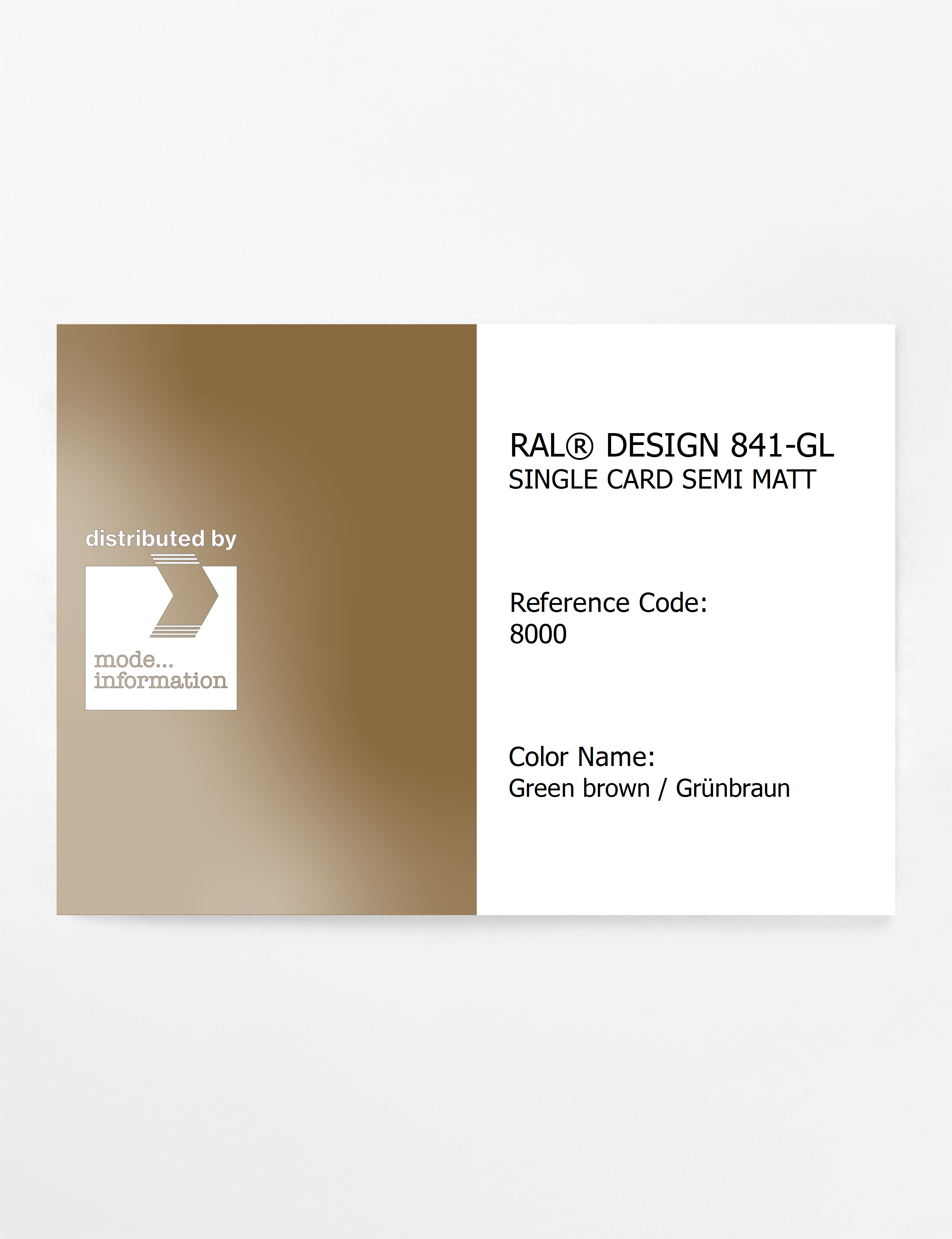 Product image 1 of the product “RAL® CLASSIC 841-GL SINGLE CARD 8000 Green brown / Grünbraun ”