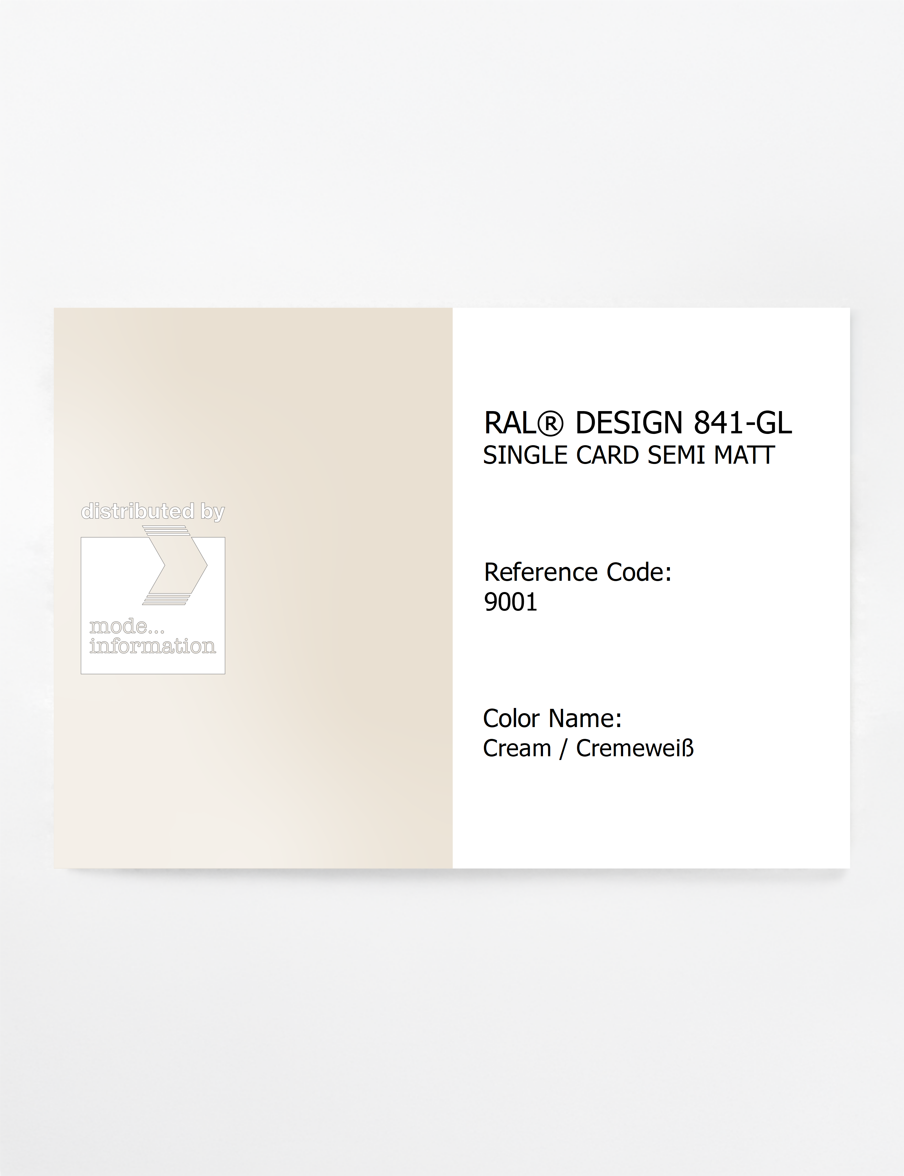 Product image 1 of the product “RAL® CLASSIC 841-GL SINGLE CARD 9001 Cream / Cremeweiß ”