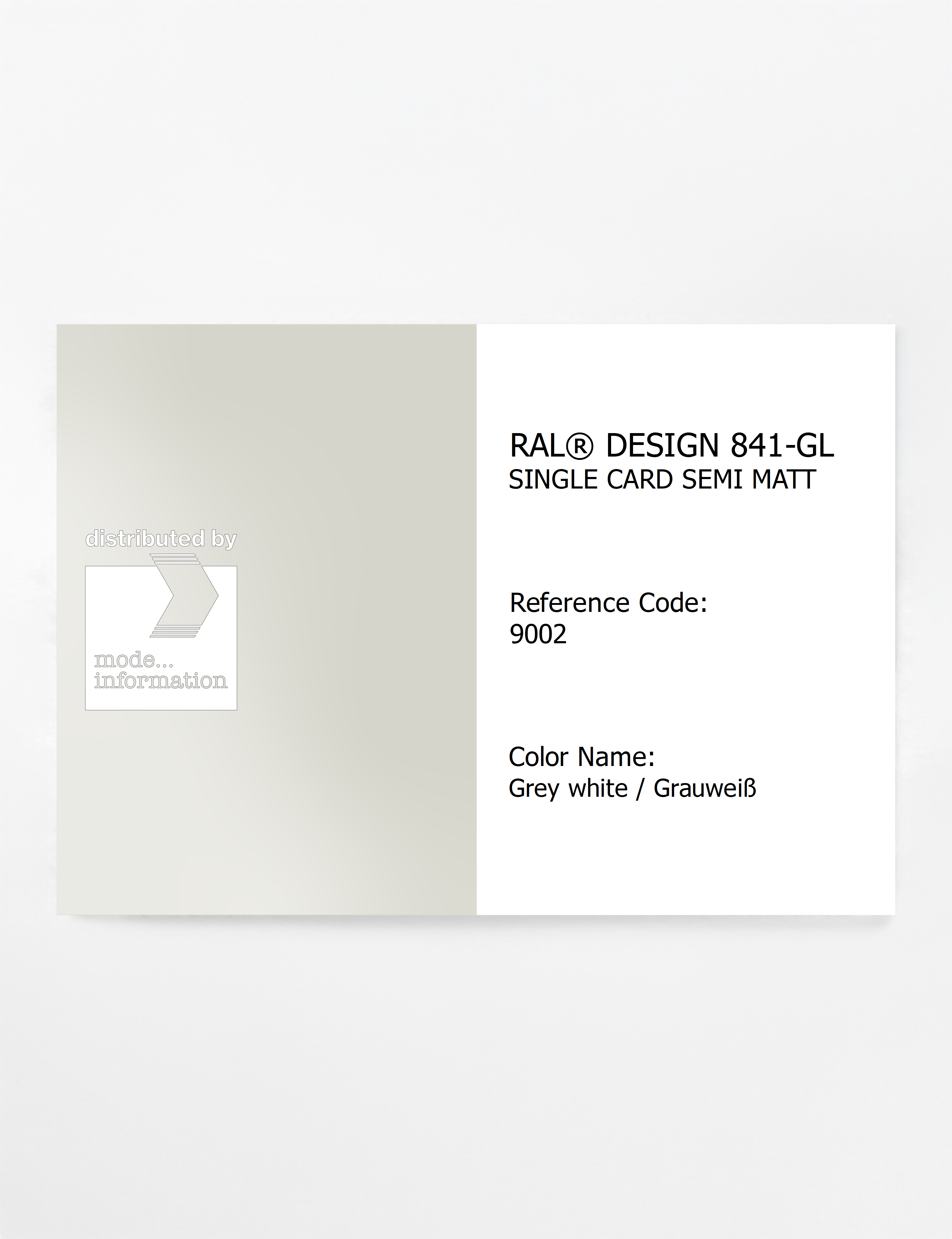 Product image 1 of the product “RAL® CLASSIC 841-GL SINGLE CARD 9002 Grey white / Grauweiß ”