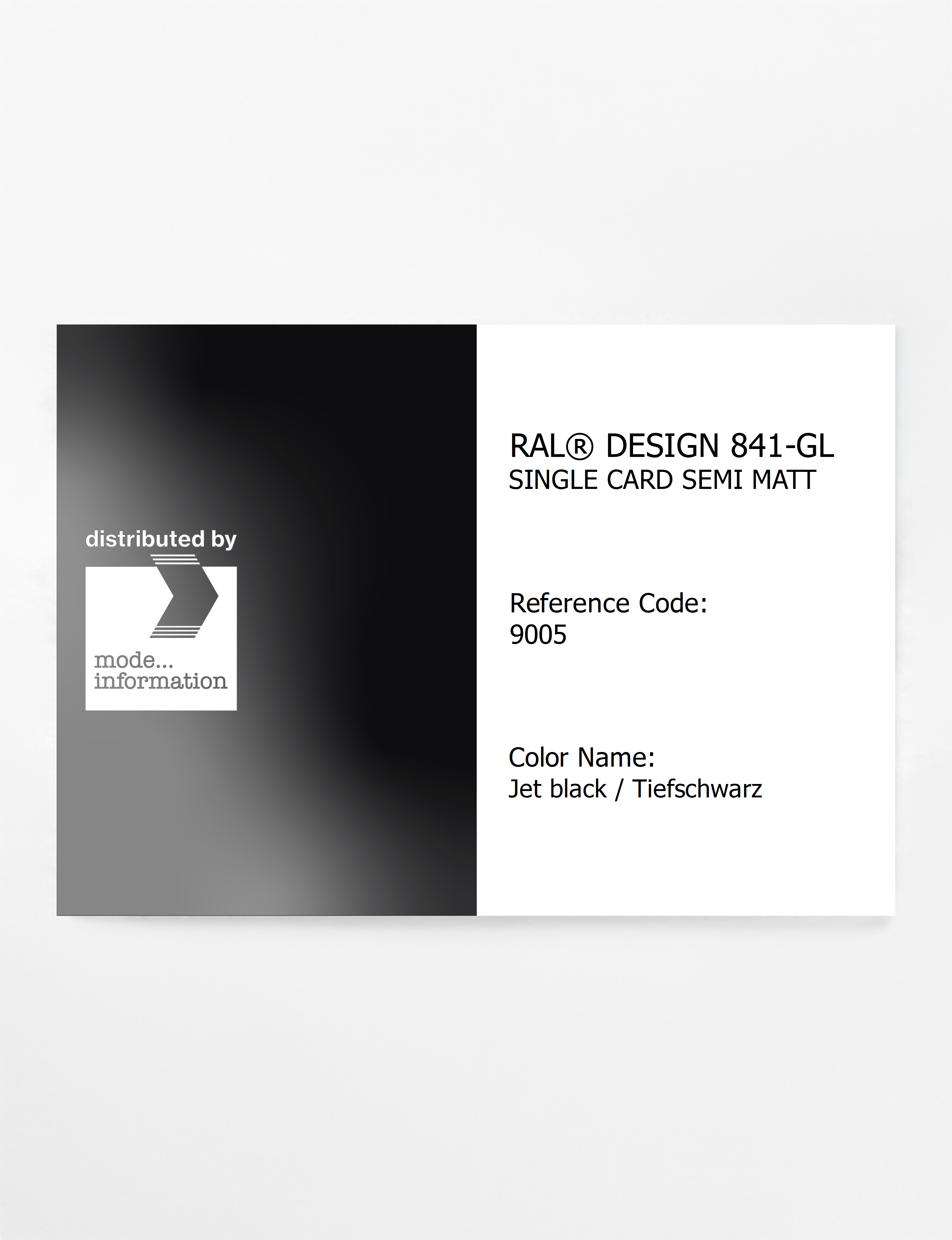 Product image 1 of the product “RAL® CLASSIC 841-GL SINGLE CARD 9005 Jet black / Tiefschwarz ”