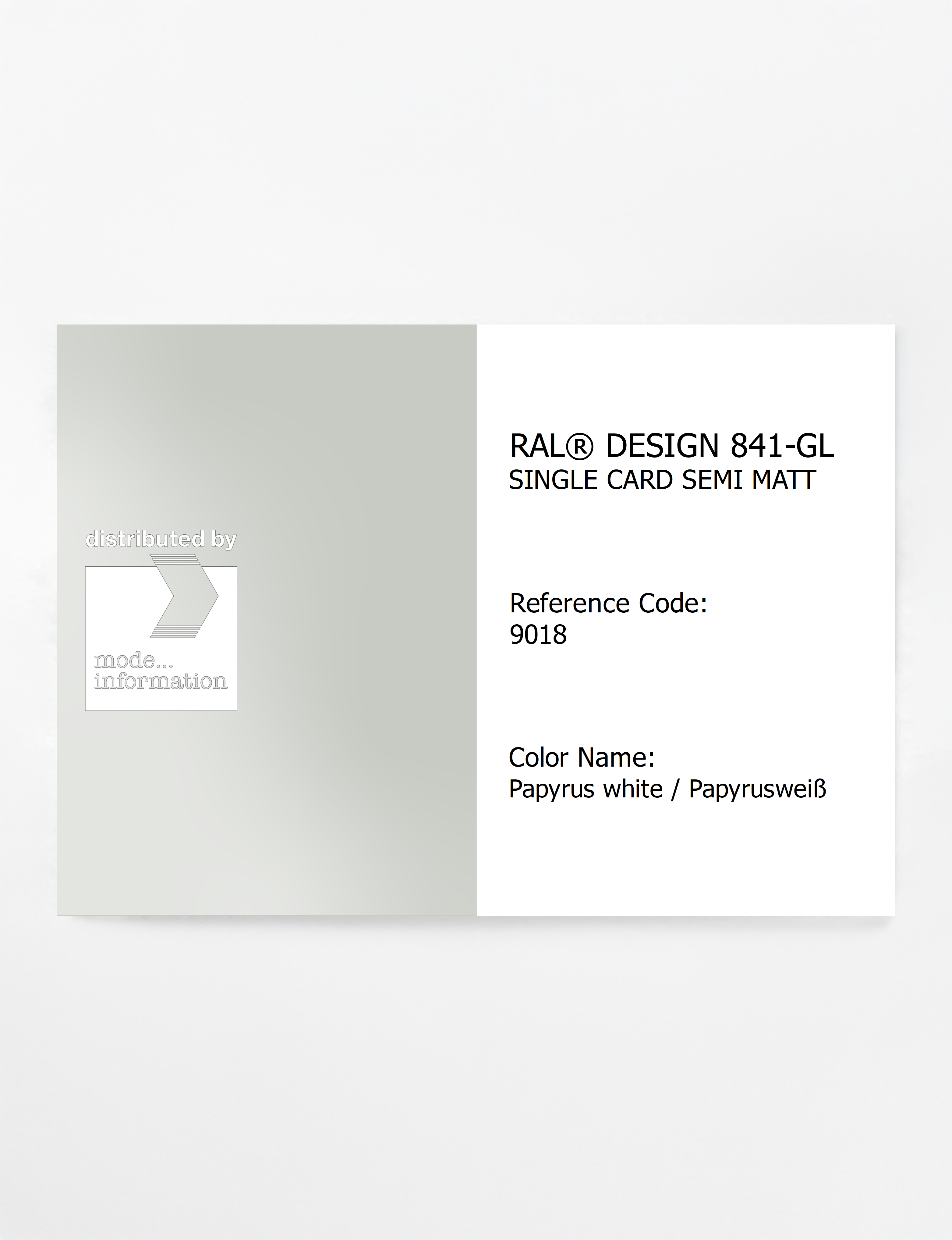 Product image 1 of the product “RAL® CLASSIC 841-GL SINGLE CARD 9018 Papyrus white / Papyrusweiß ”