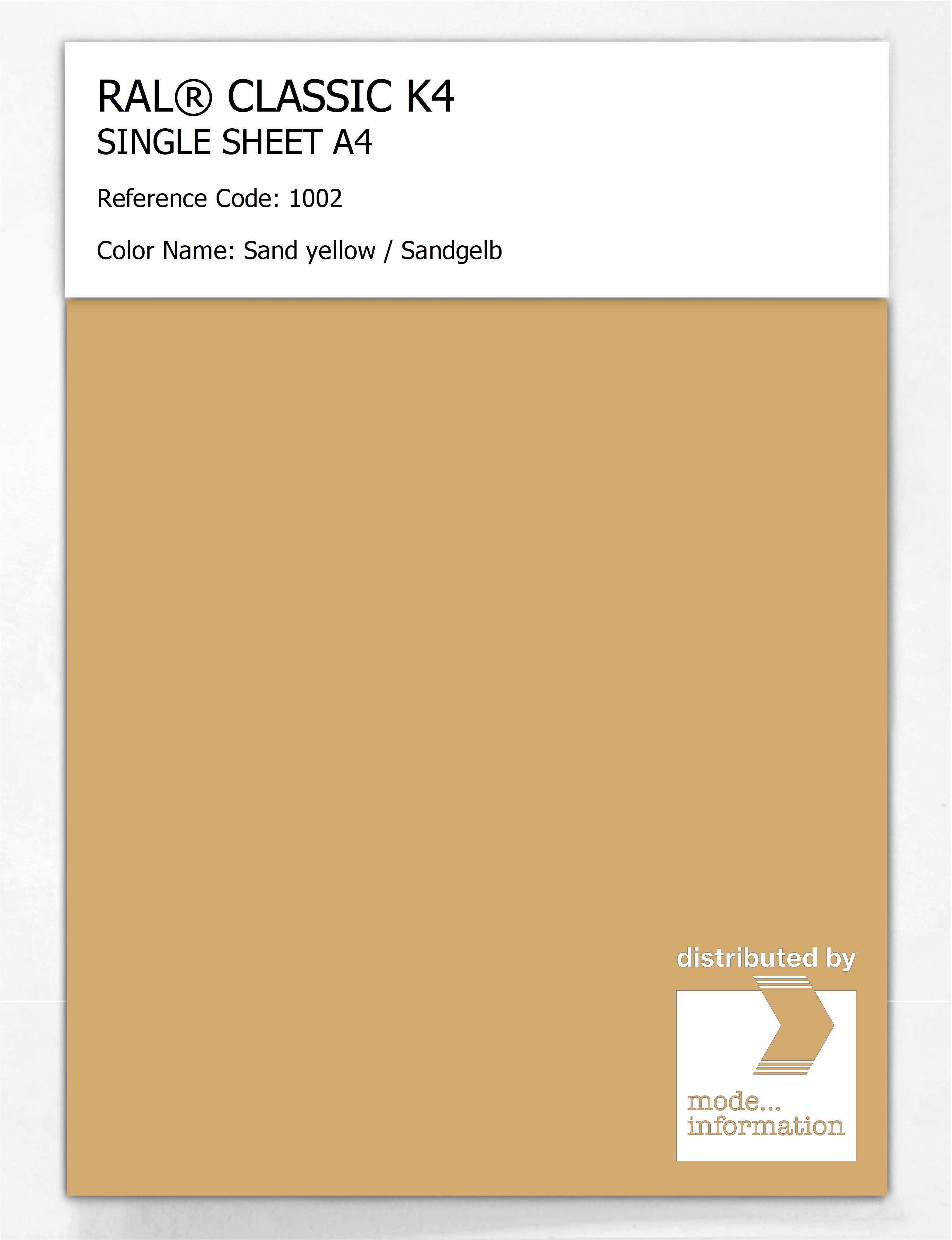 Artikelbild 1 des Artikels “RAL® CLASSIC K4 SHEET SEMI MATT A4 1002 Sand yellow / Sandgelb “