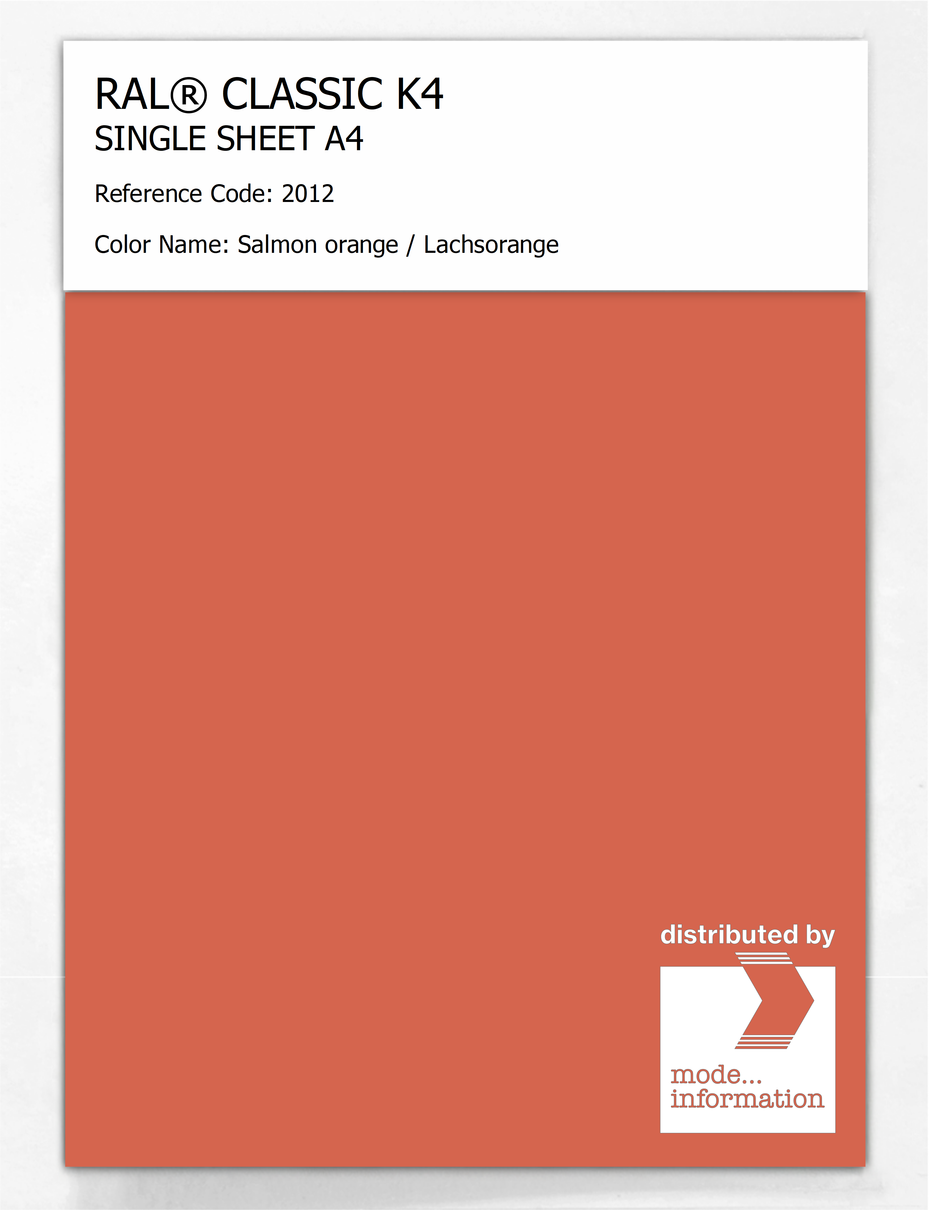 Artikelbild 1 des Artikels “RAL® CLASSIC K4 SHEET SEMI MATT A4 2012 Salmon orange / Lachsorange “