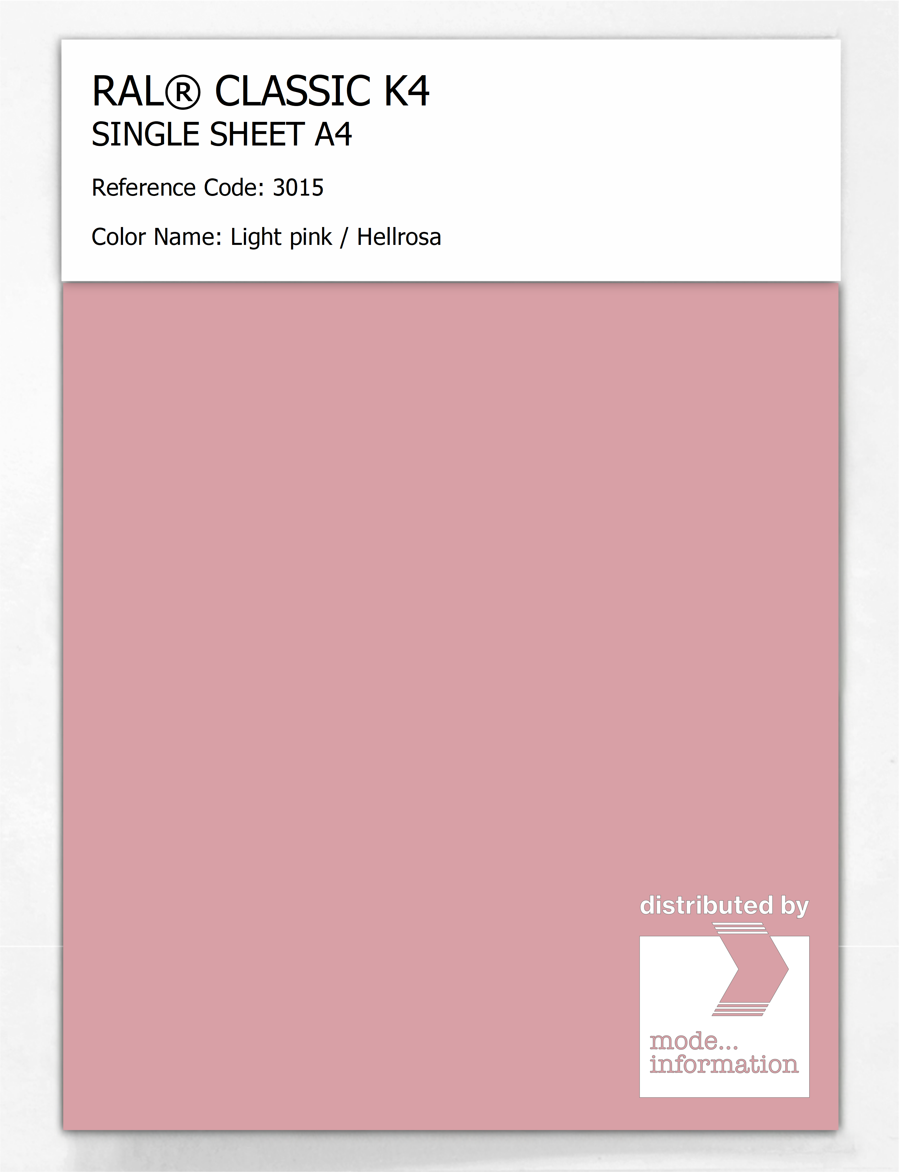 Artikelbild 1 des Artikels “RAL® CLASSIC K4 SHEET SEMI MATT A4 3015 Light pink / Hellrosa “
