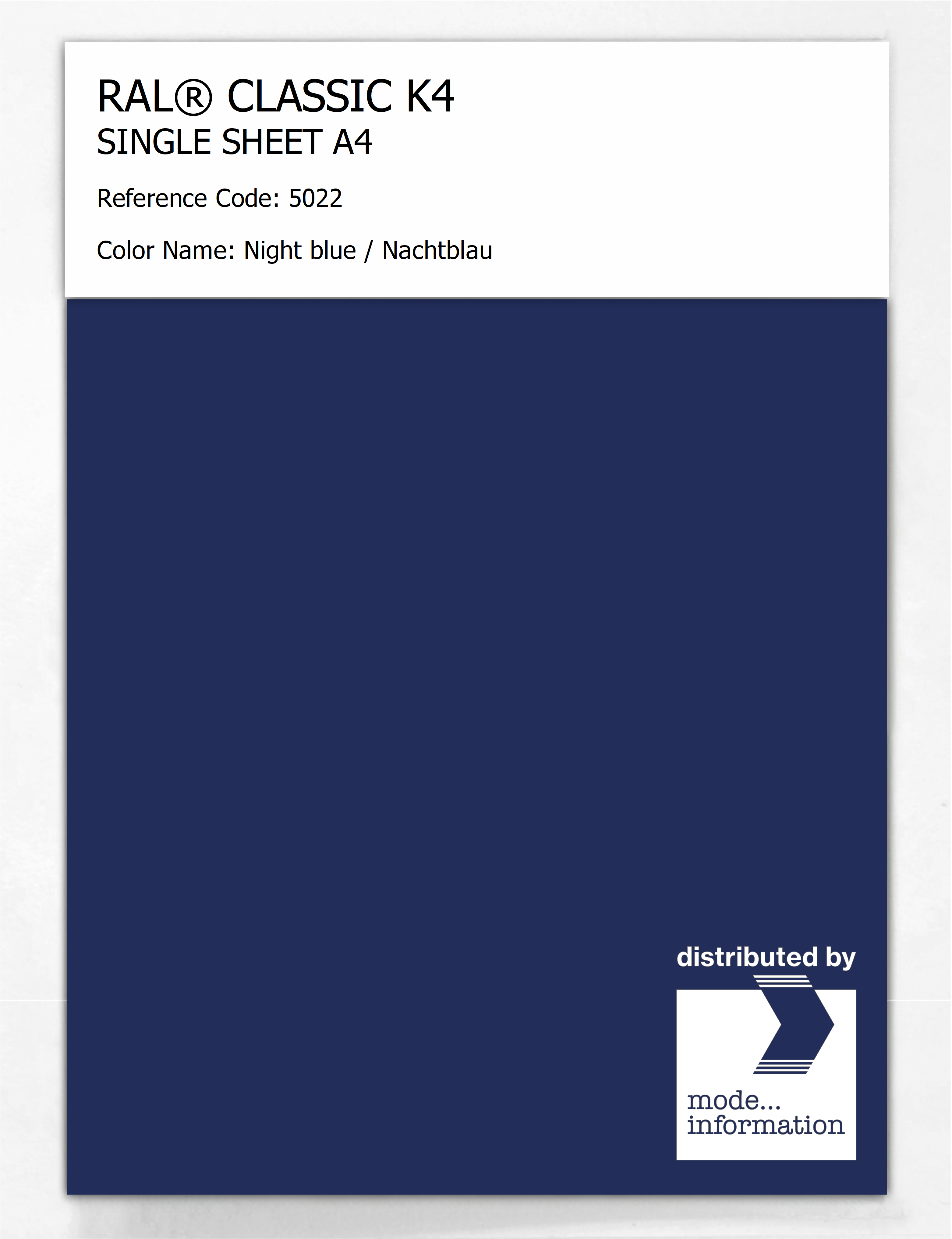 Artikelbild 1 des Artikels “RAL® CLASSIC K4 SHEET SEMI MATT A4 5022 Night blue / Nachtblau “