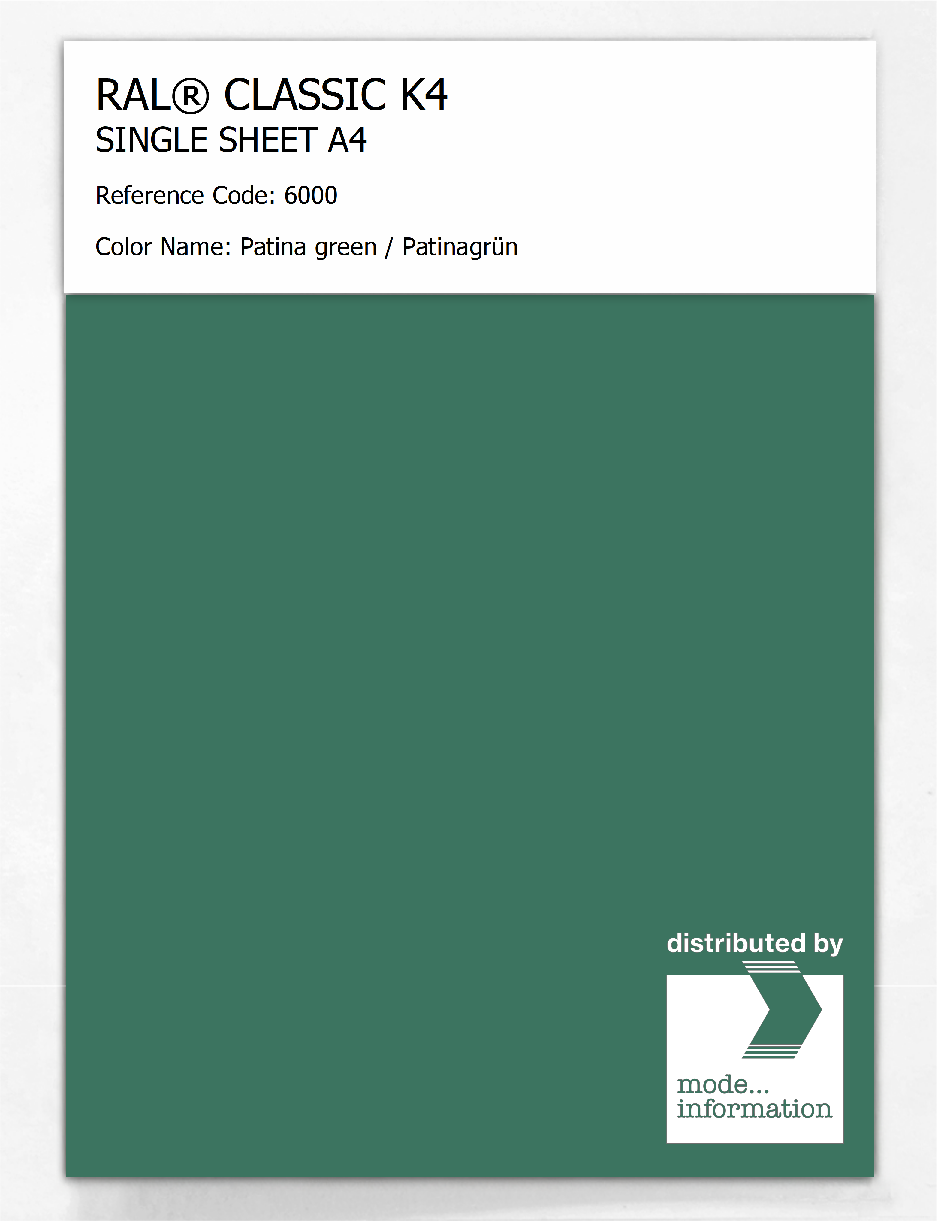 Artikelbild 1 des Artikels “RAL® CLASSIC K4 SHEET SEMI MATT A4 6000 Patina green / Patinagrün “