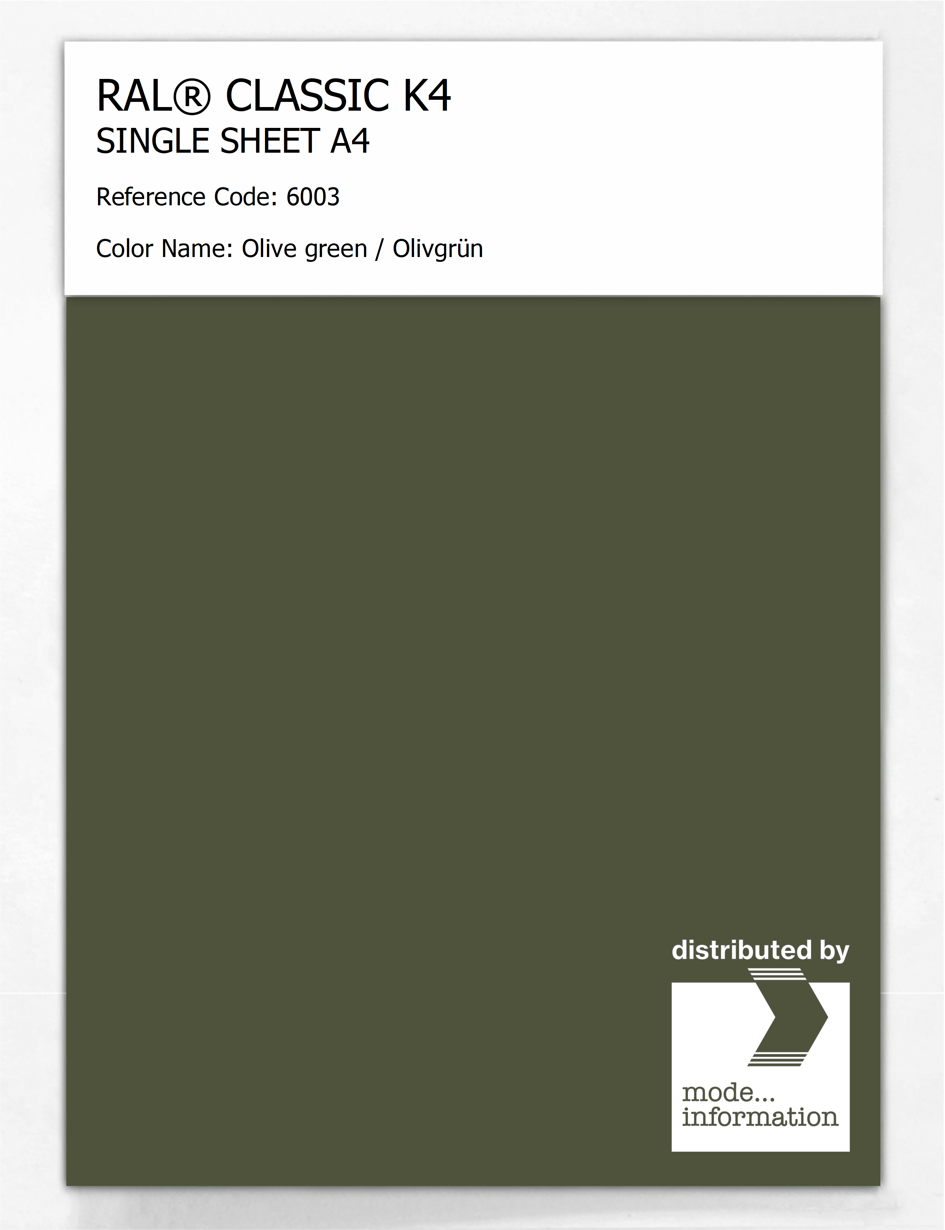 Artikelbild 1 des Artikels “RAL® CLASSIC K4 SHEET SEMI MATT A4 6003 Olive green / Olivgrün “