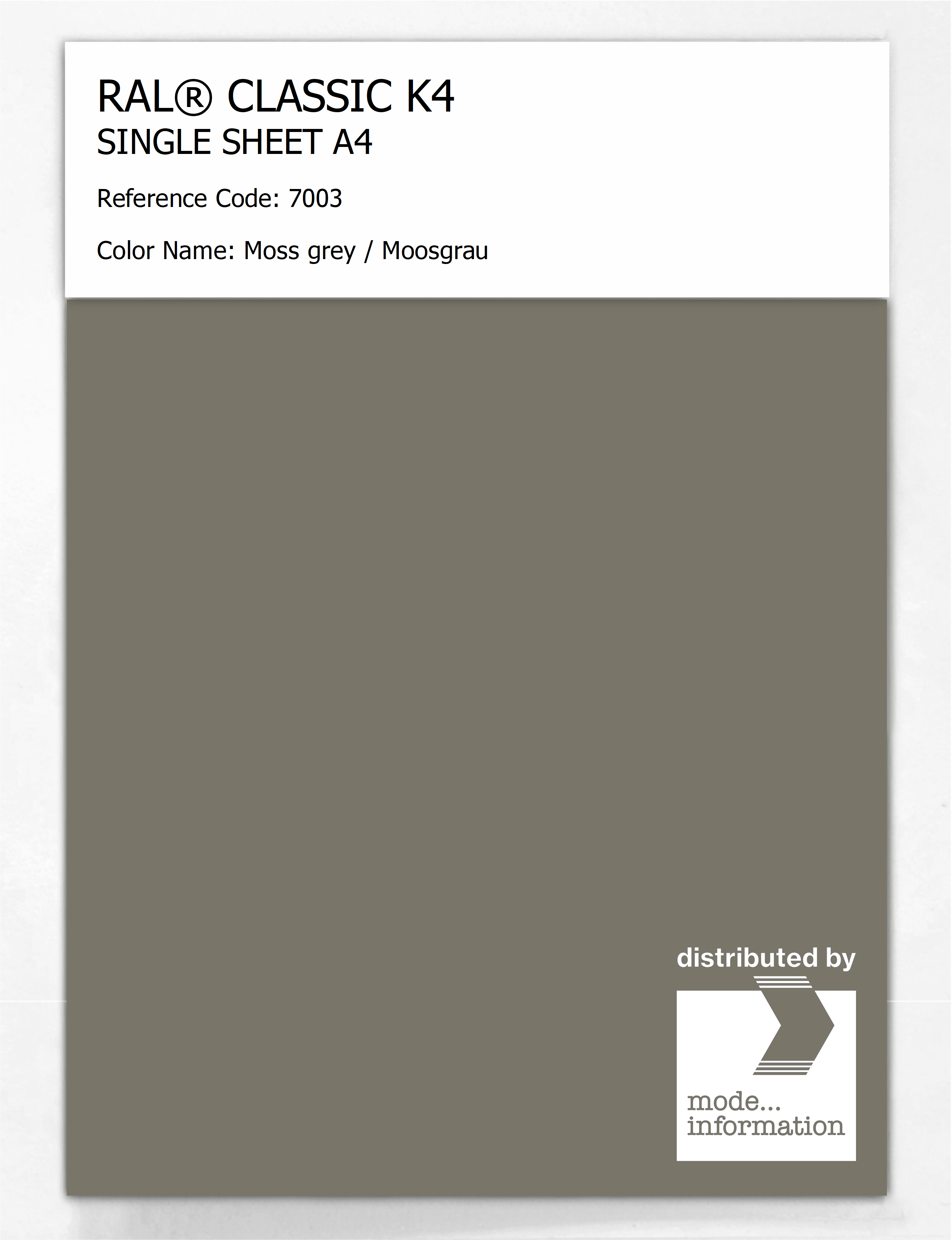 Artikelbild 1 des Artikels “RAL® CLASSIC K4 SHEET SEMI MATT A4 7003 Moss grey / Moosgrau “