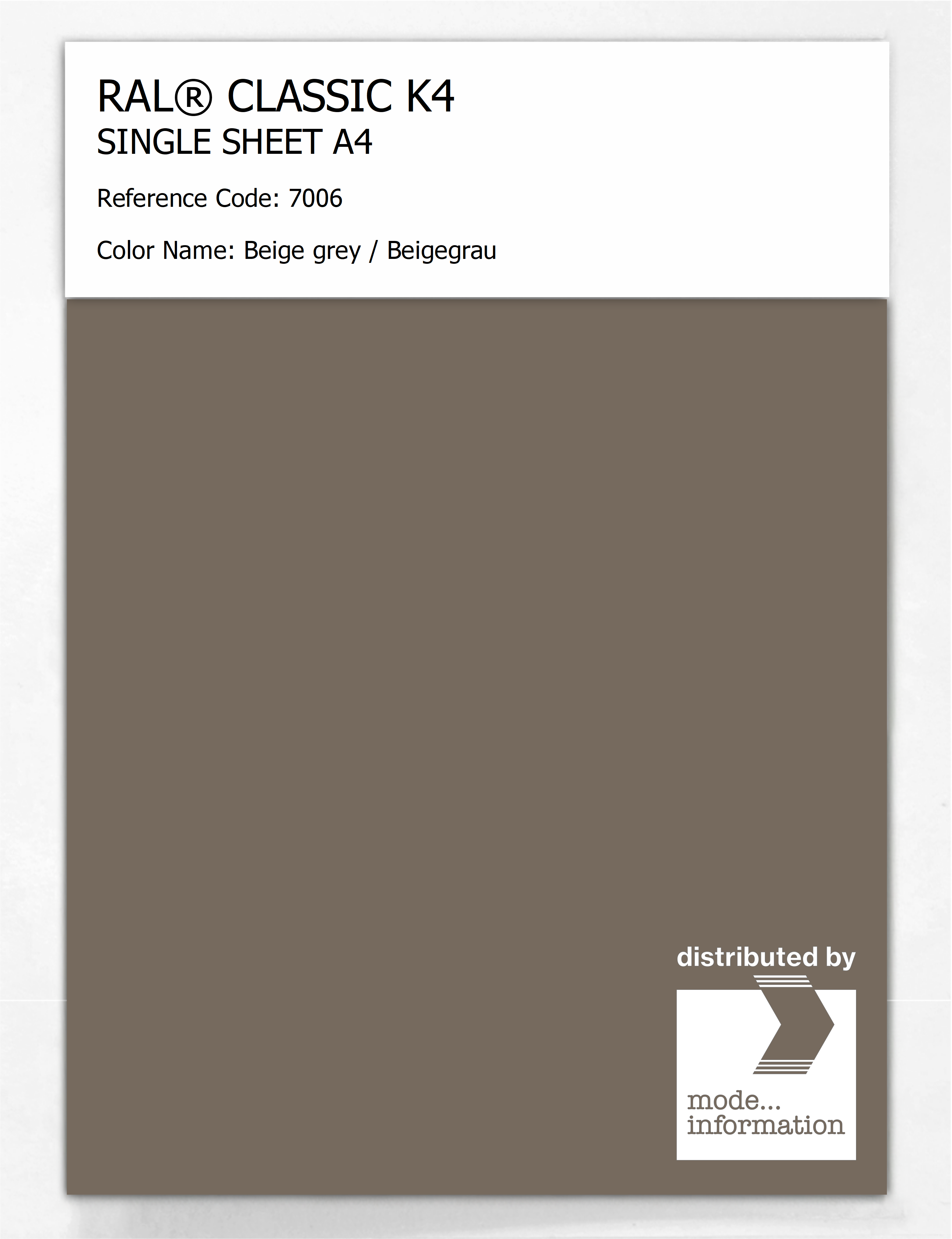Artikelbild 1 des Artikels “RAL® CLASSIC K4 SHEET SEMI MATT A4 7006 Beige grey / Beigegrau “