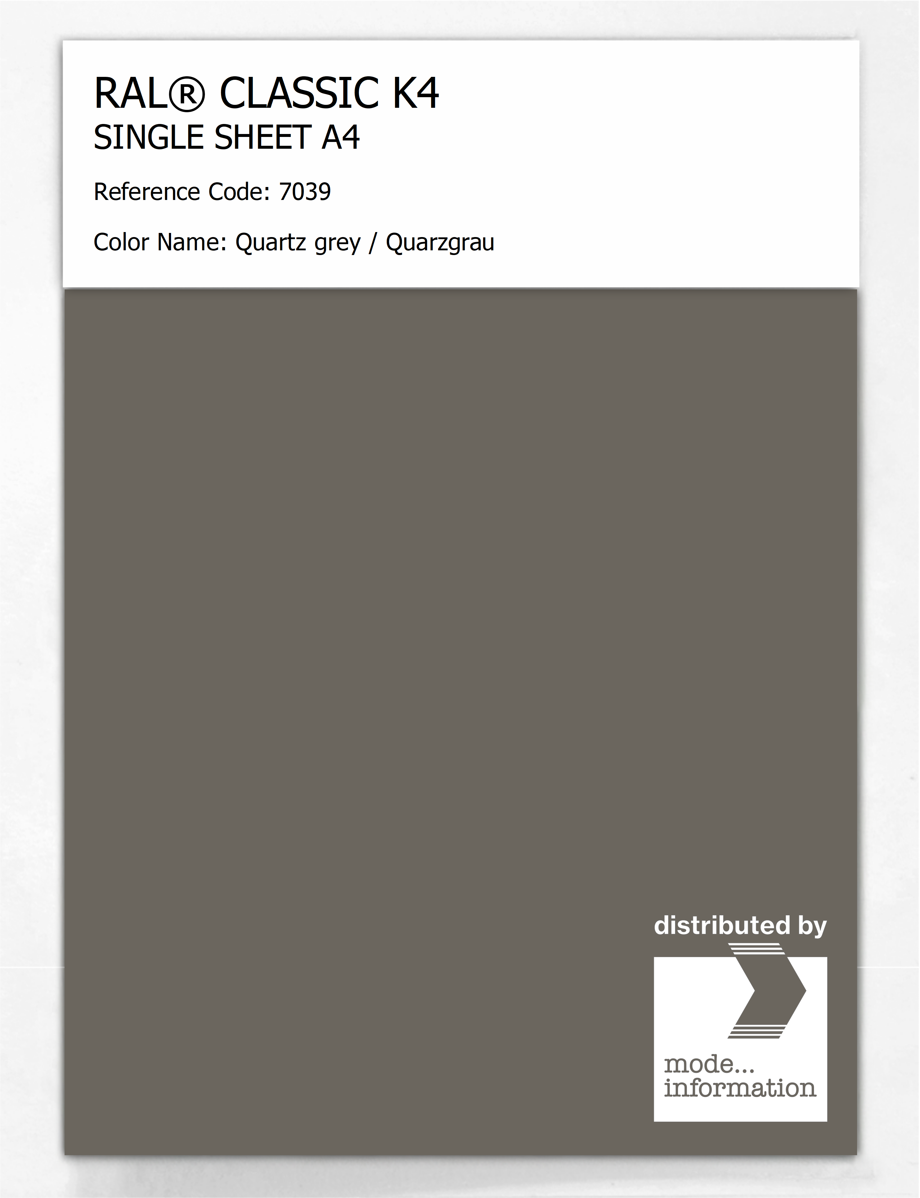 Artikelbild 1 des Artikels “RAL® CLASSIC K4 SHEET SEMI MATT A4 7039 Quartz grey / Quarzgrau “