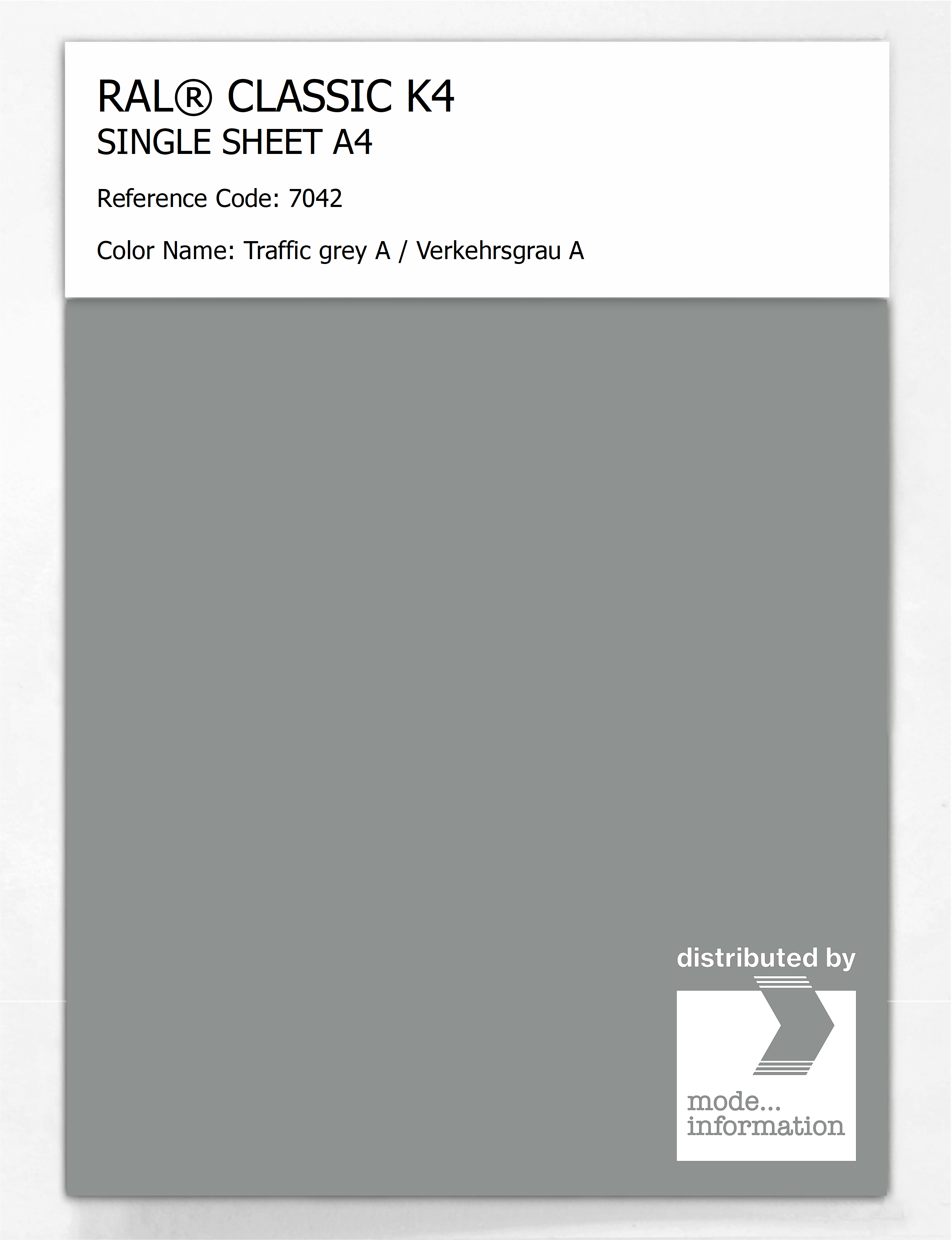 Artikelbild 1 des Artikels “RAL® CLASSIC K4 SHEET SEMI MATT A4 7042 Traffic grey A / Verkehrsgrau A “