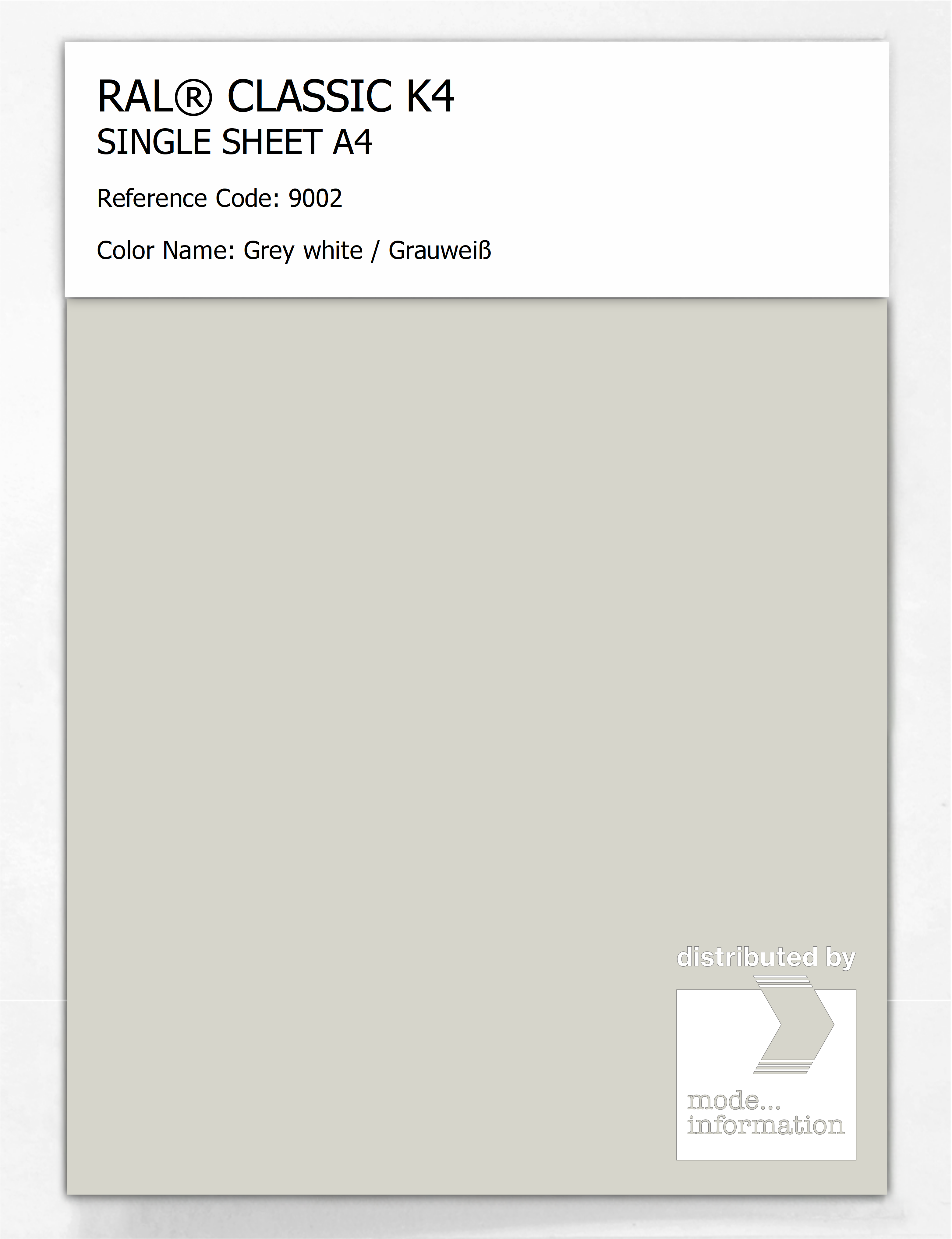 Product image 1 of the product “RAL® CLASSIC K4 SHEET SEMI MATT A4 9002 Grey white / Grauweiß ”