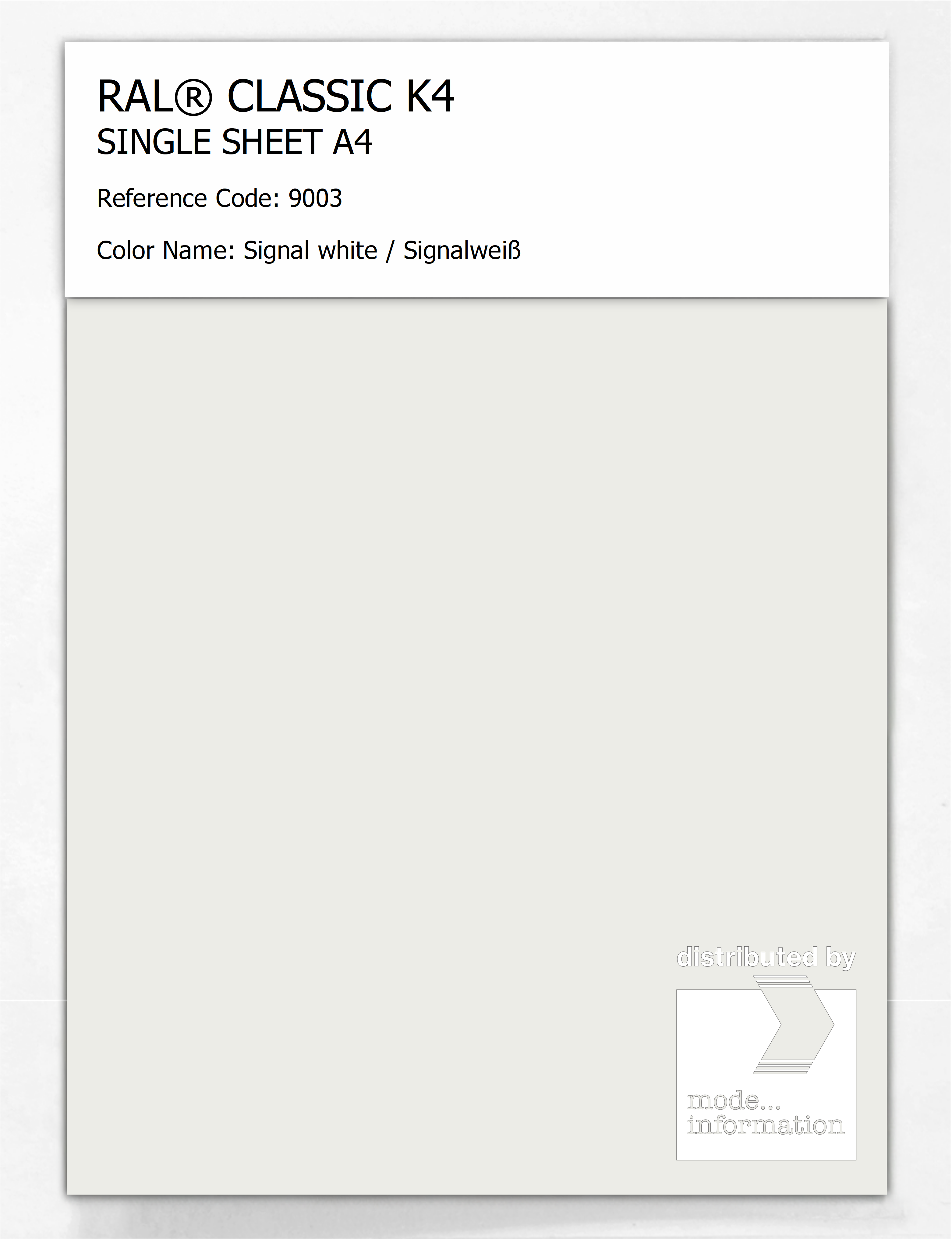 Artikelbild 1 des Artikels “RAL® CLASSIC K4 SHEET SEMI MATT A4 9003 Signal white / Signalweiß “