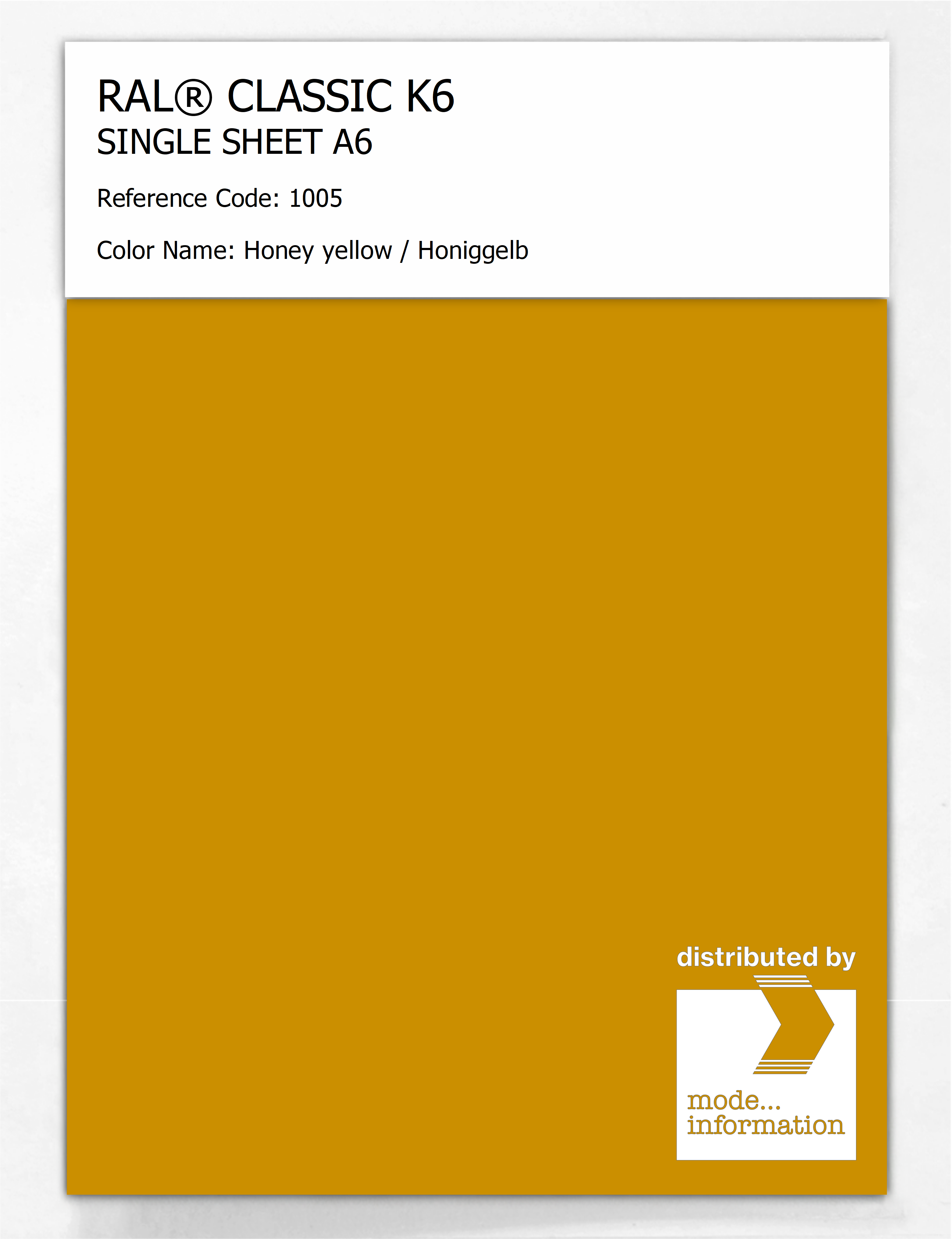 Artikelbild 1 des Artikels “RAL® CLASSIC K6 SINGLE SHEET A6 1005 Honey yellow / Honiggelb “