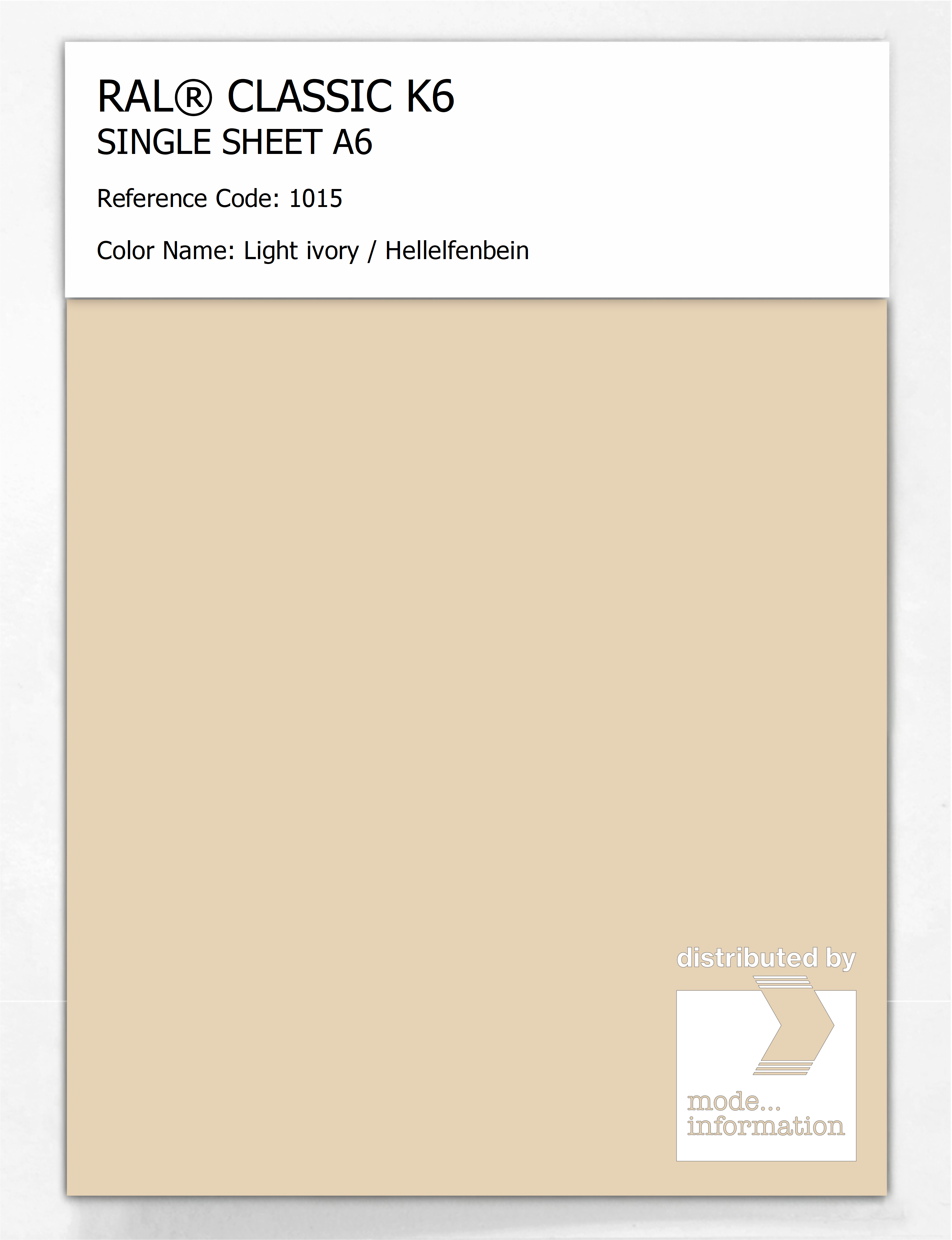 Artikelbild 1 des Artikels “RAL® CLASSIC K6 SINGLE SHEET A6 1015 Light ivory / Hellelfenbein “