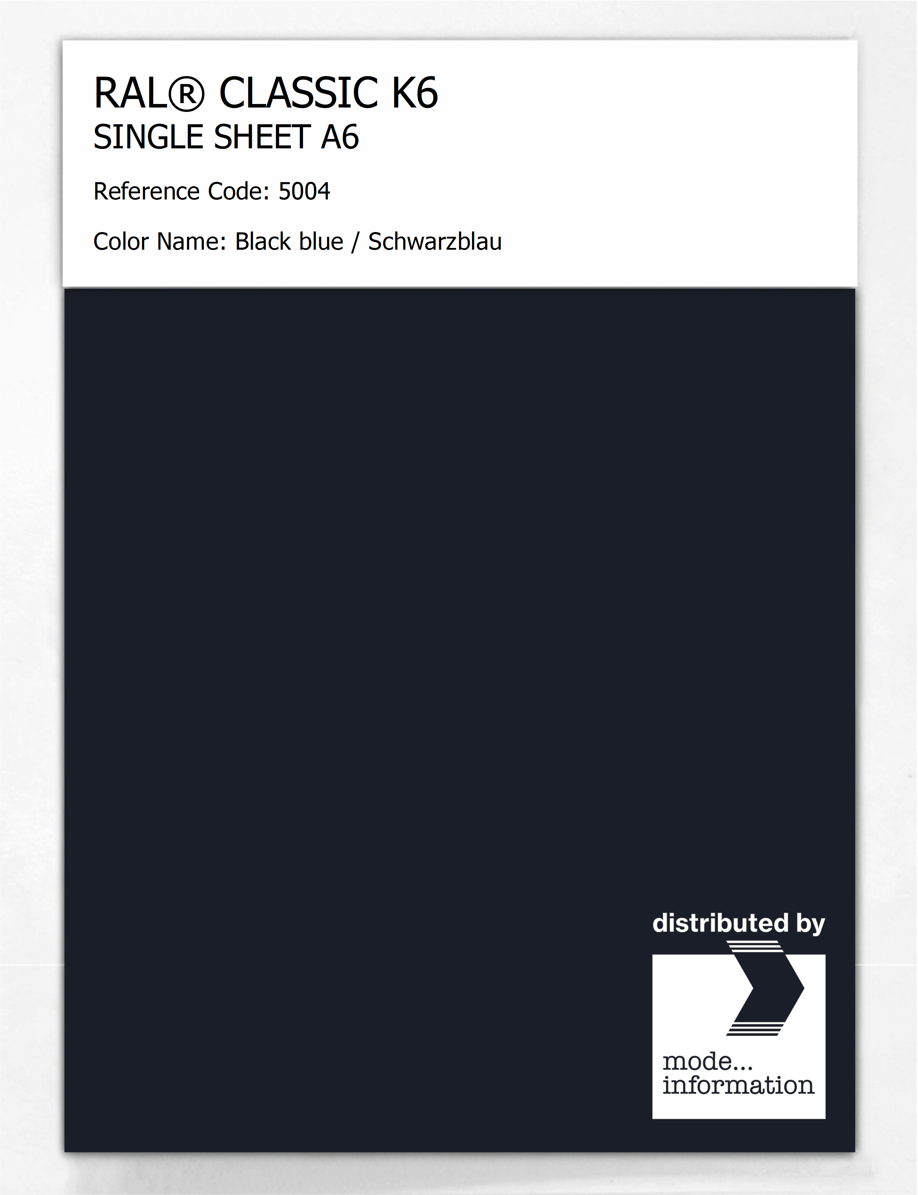 Artikelbild 1 des Artikels “RAL® CLASSIC K6 SINGLE SHEET A6 5004 Black blue / Schwarzblau “