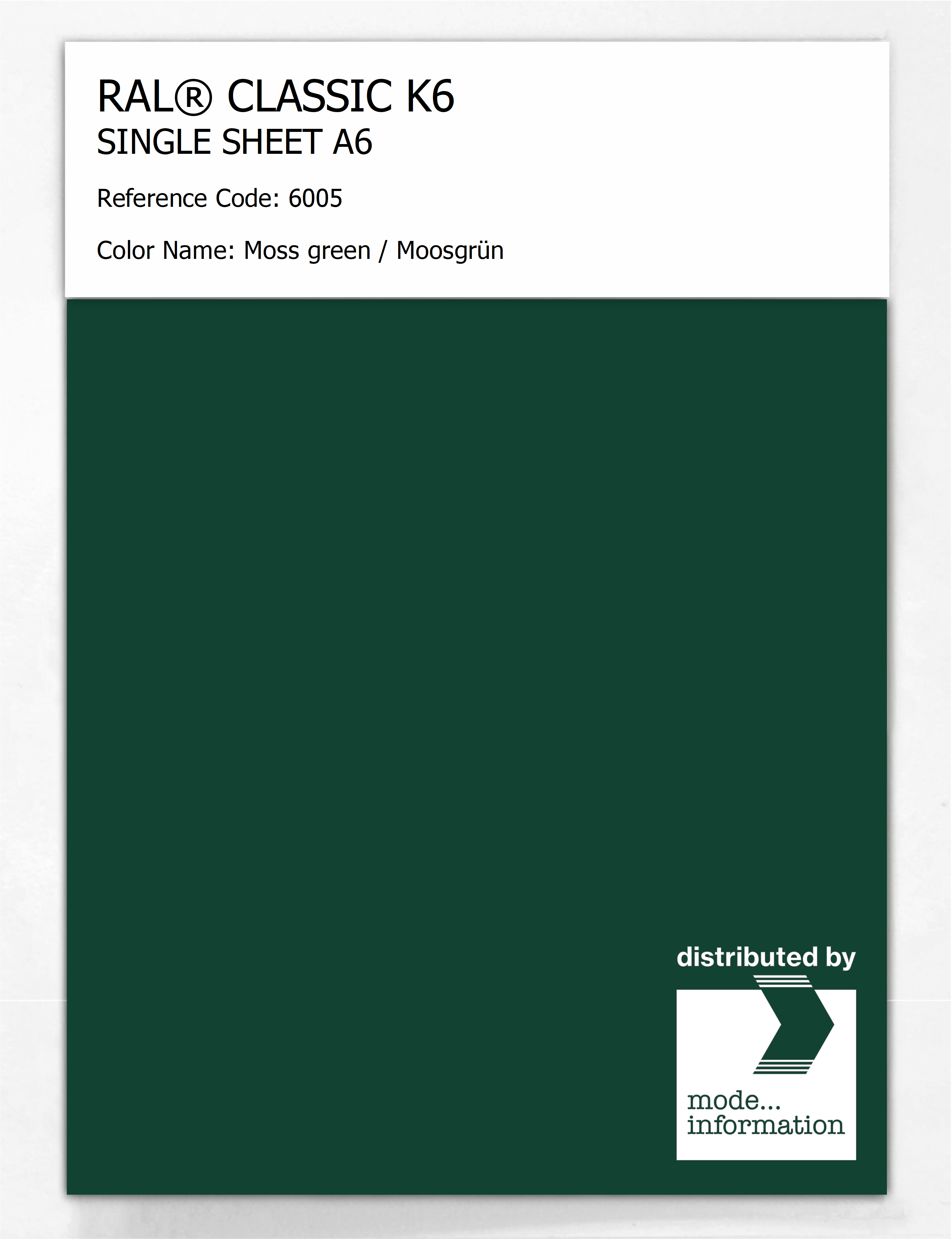 Artikelbild 1 des Artikels “RAL® CLASSIC K6 SINGLE SHEET A6 6005 Moss green / Moosgrün “