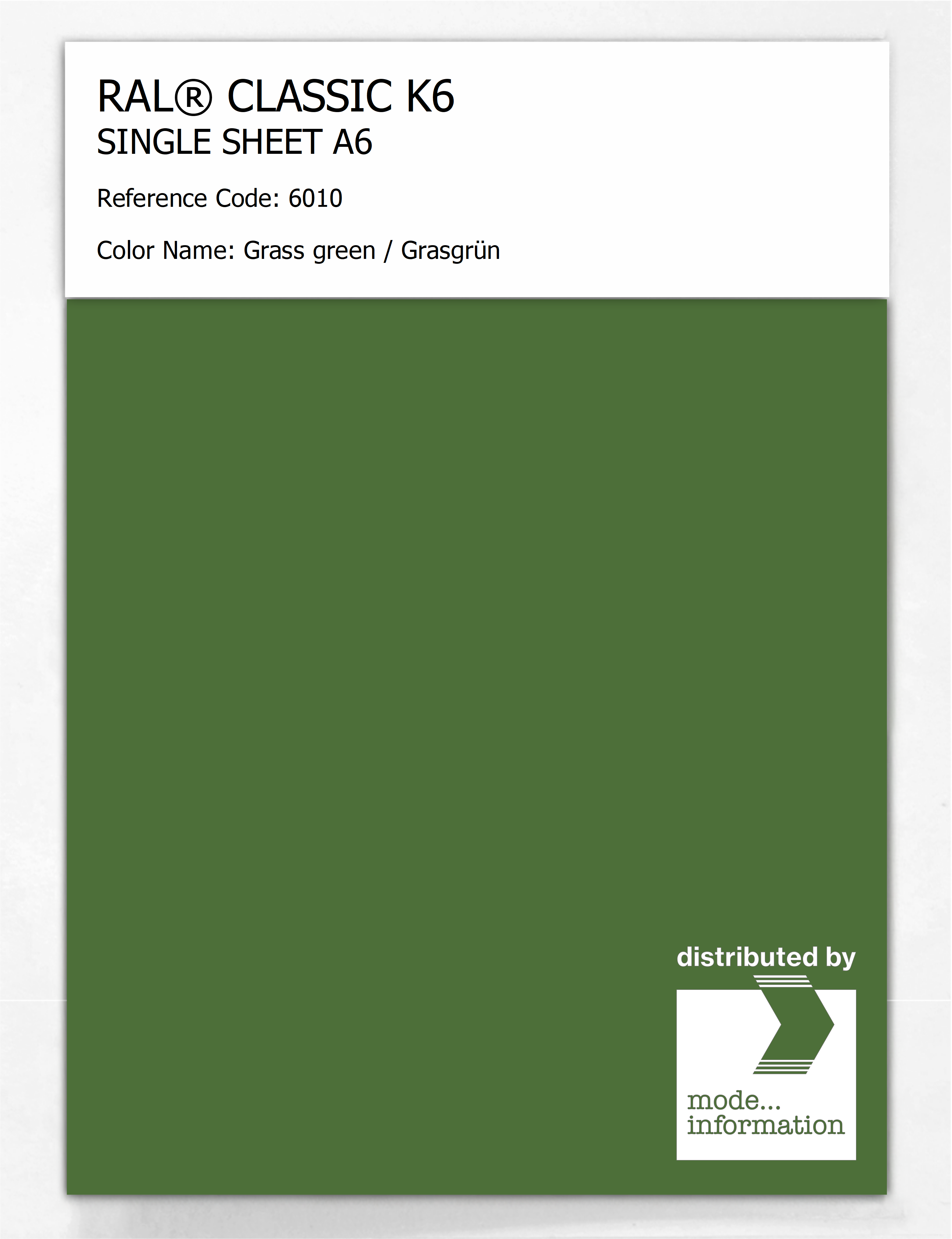 Artikelbild 1 des Artikels “RAL® CLASSIC K6 SINGLE SHEET A6 6010 Grass green / Grasgrün “