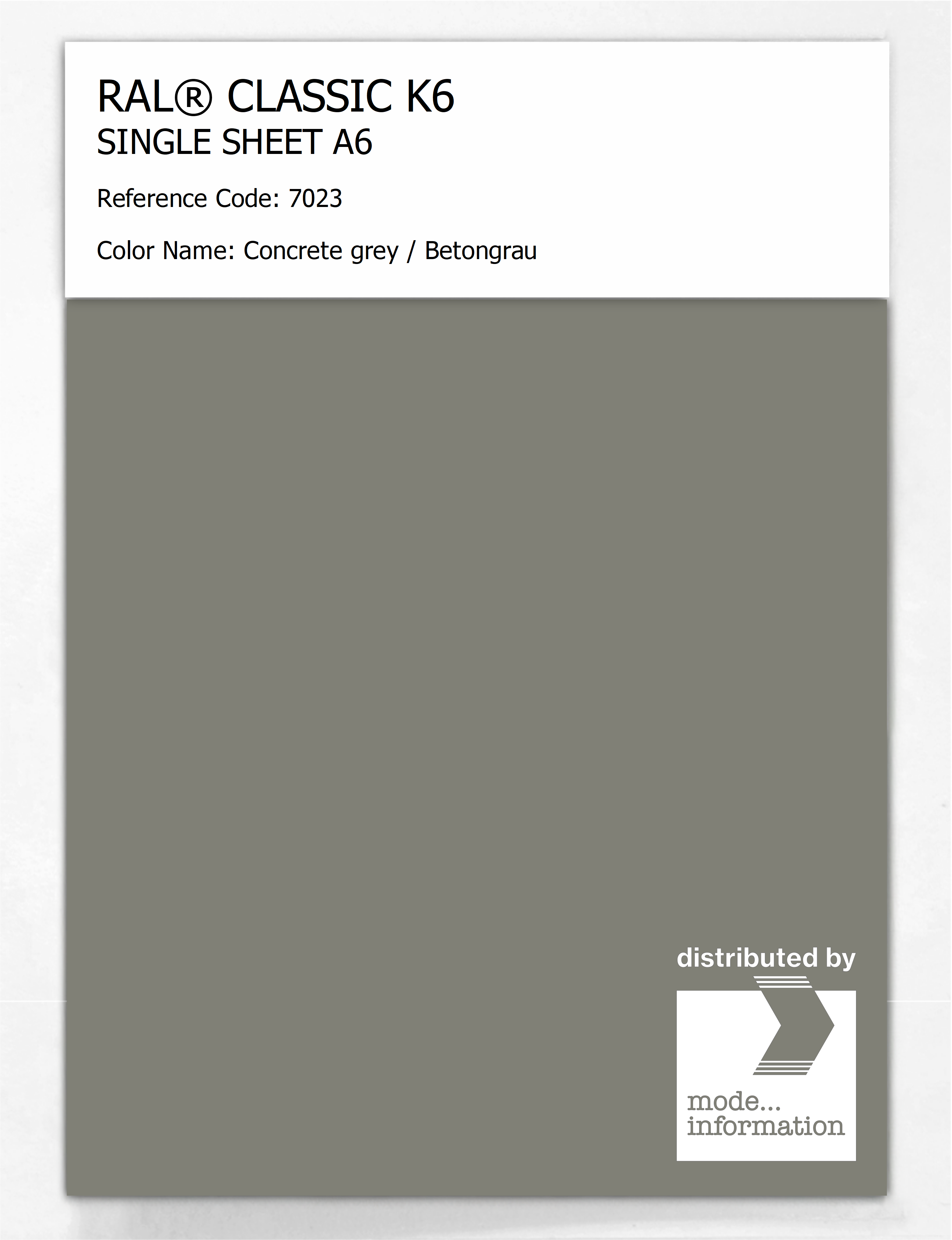 Artikelbild 1 des Artikels “RAL® CLASSIC K6 SINGLE SHEET A6 7023 Concrete grey / Betongrau “
