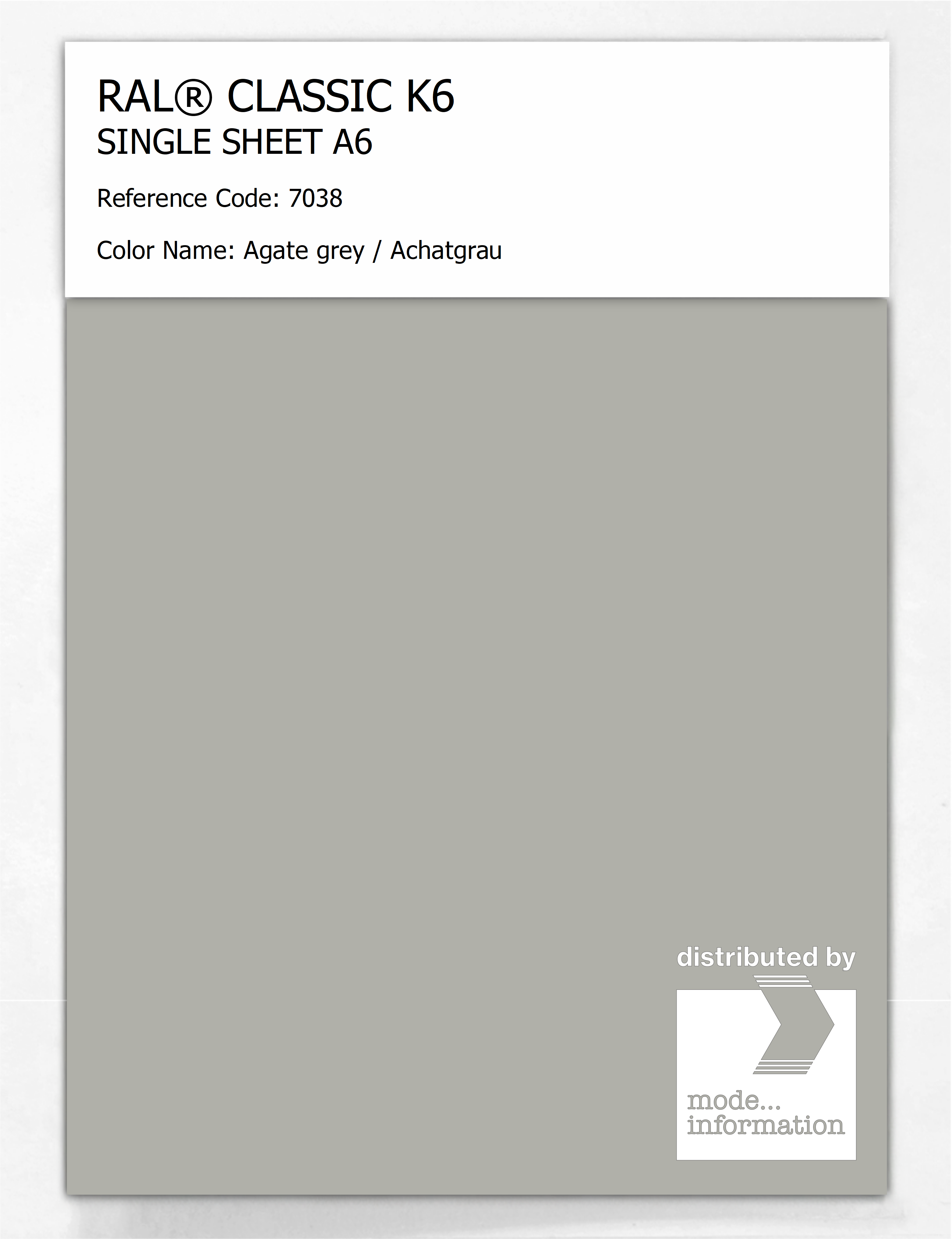 Artikelbild 1 des Artikels “RAL® CLASSIC K6 SINGLE SHEET A6 7038 Agate grey / Achatgrau “