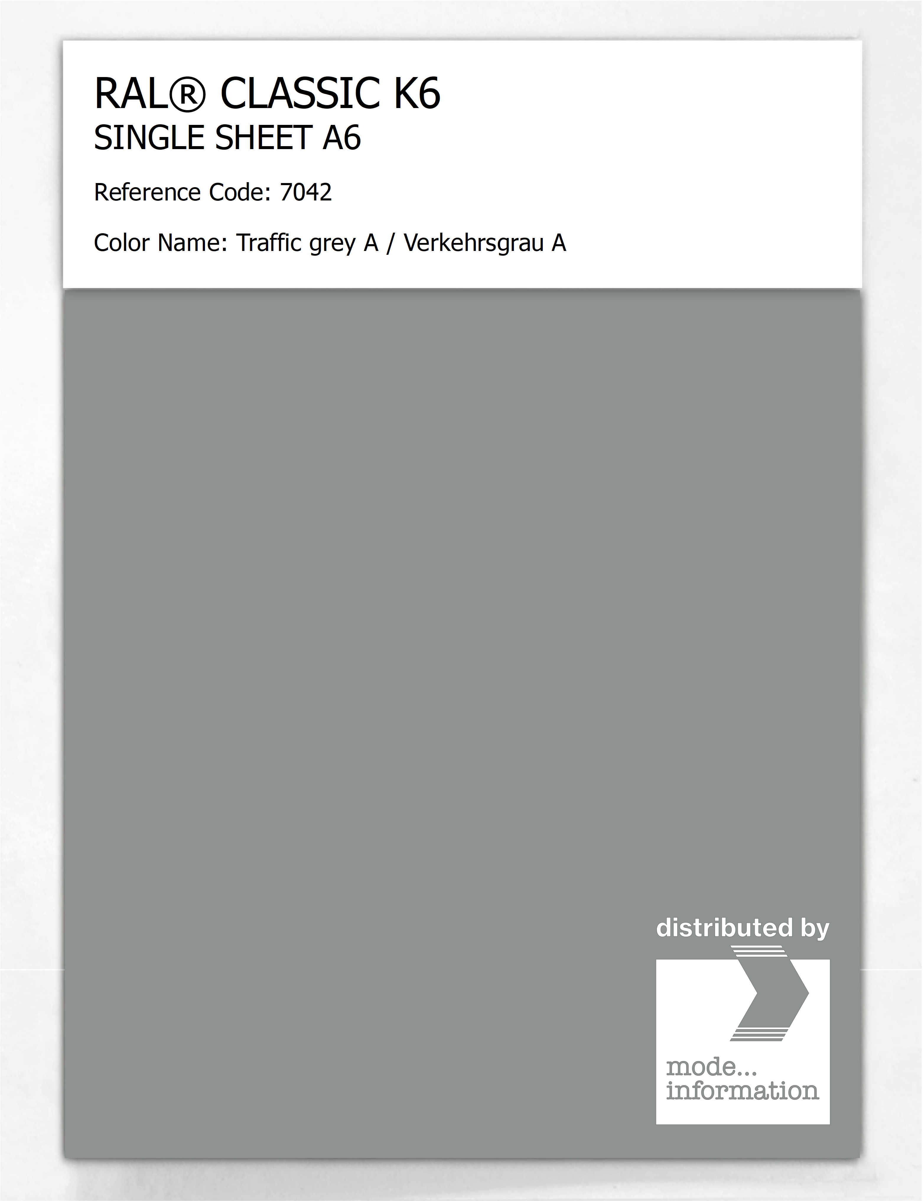 Artikelbild 1 des Artikels “RAL® CLASSIC K6 SINGLE SHEET A6 7042 Traffic grey A / Verkehrsgrau A “