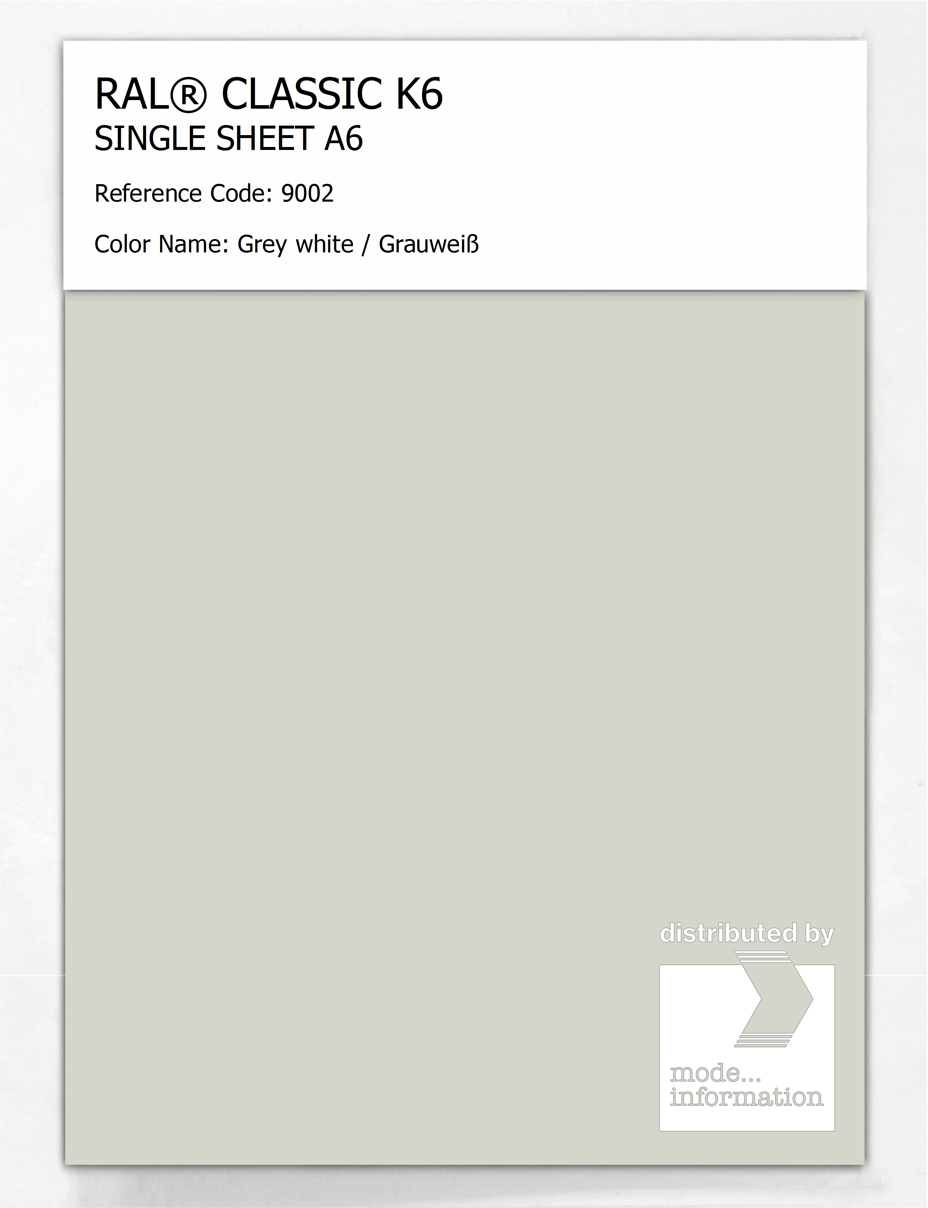 Artikelbild 1 des Artikels “RAL® CLASSIC K6 SINGLE SHEET A6 9002 Grey white / Grauweiß “