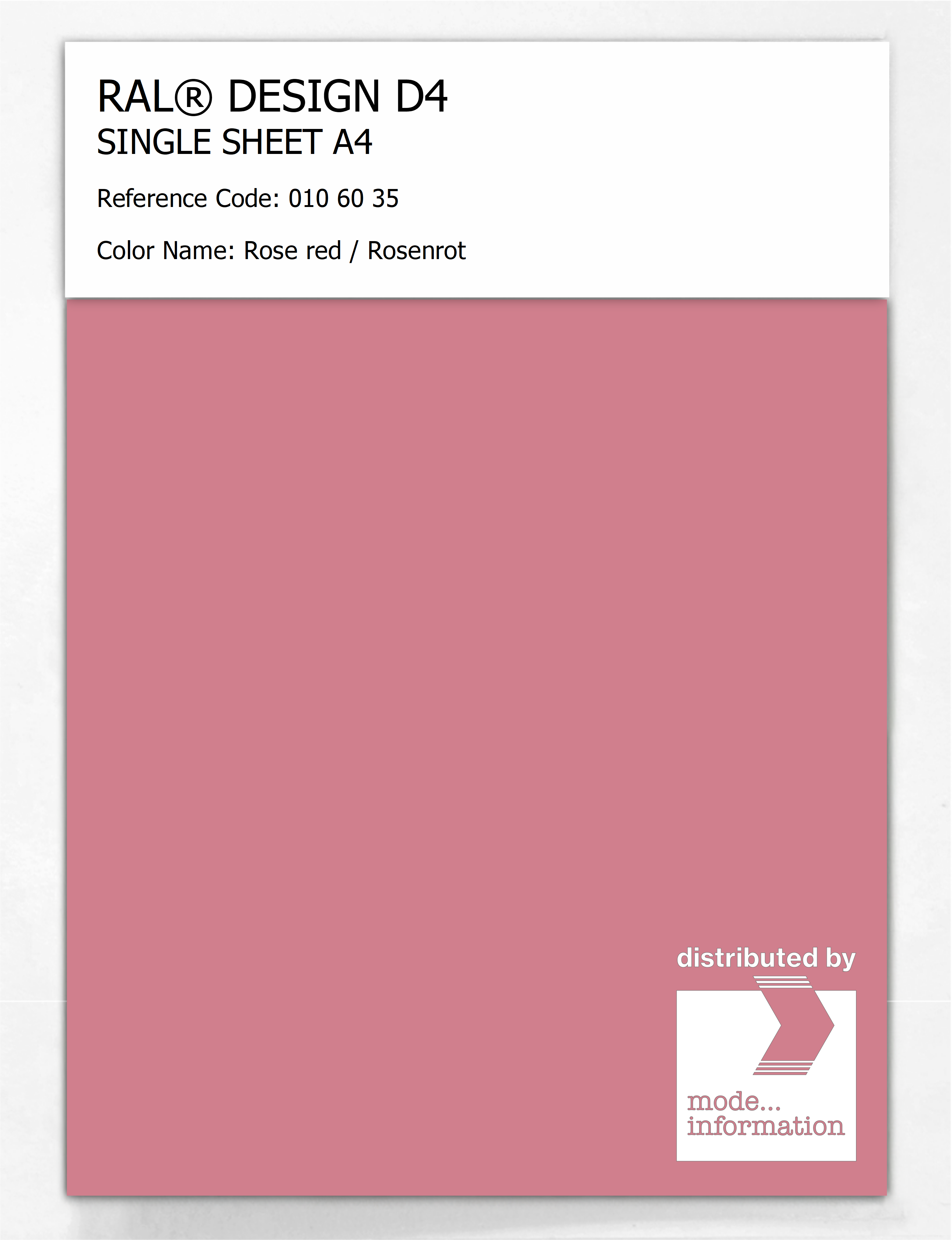 Artikelbild 1 des Artikels “RAL® DESIGN D4 SINGLE SHEET A4 010 60 35 Rose red / Rosenrot “