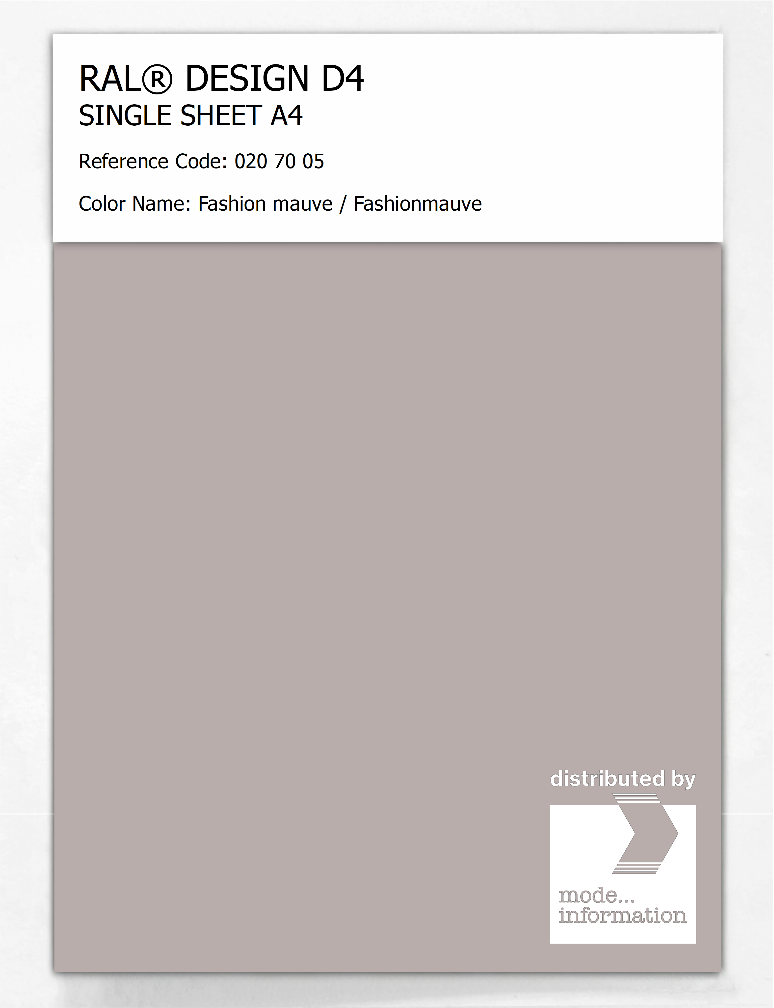 Artikelbild 1 des Artikels “RAL® DESIGN D4 SINGLE SHEET A4 020 70 05 Fashion mauve / Fashionmauve “