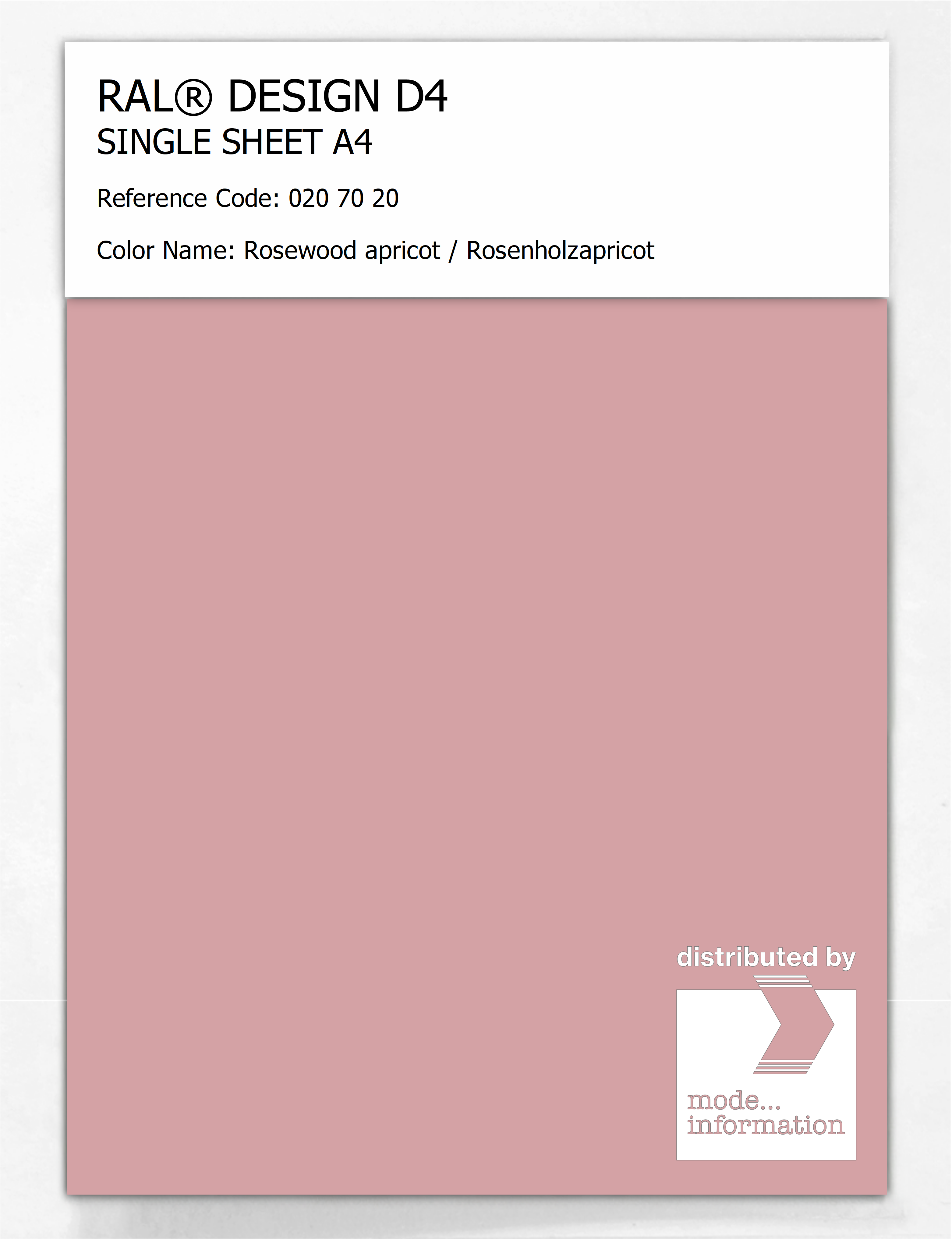Artikelbild 1 des Artikels “RAL® DESIGN D4 SINGLE SHEET A4 020 70 20 Rosewood apricot / Rosenholzapricot “