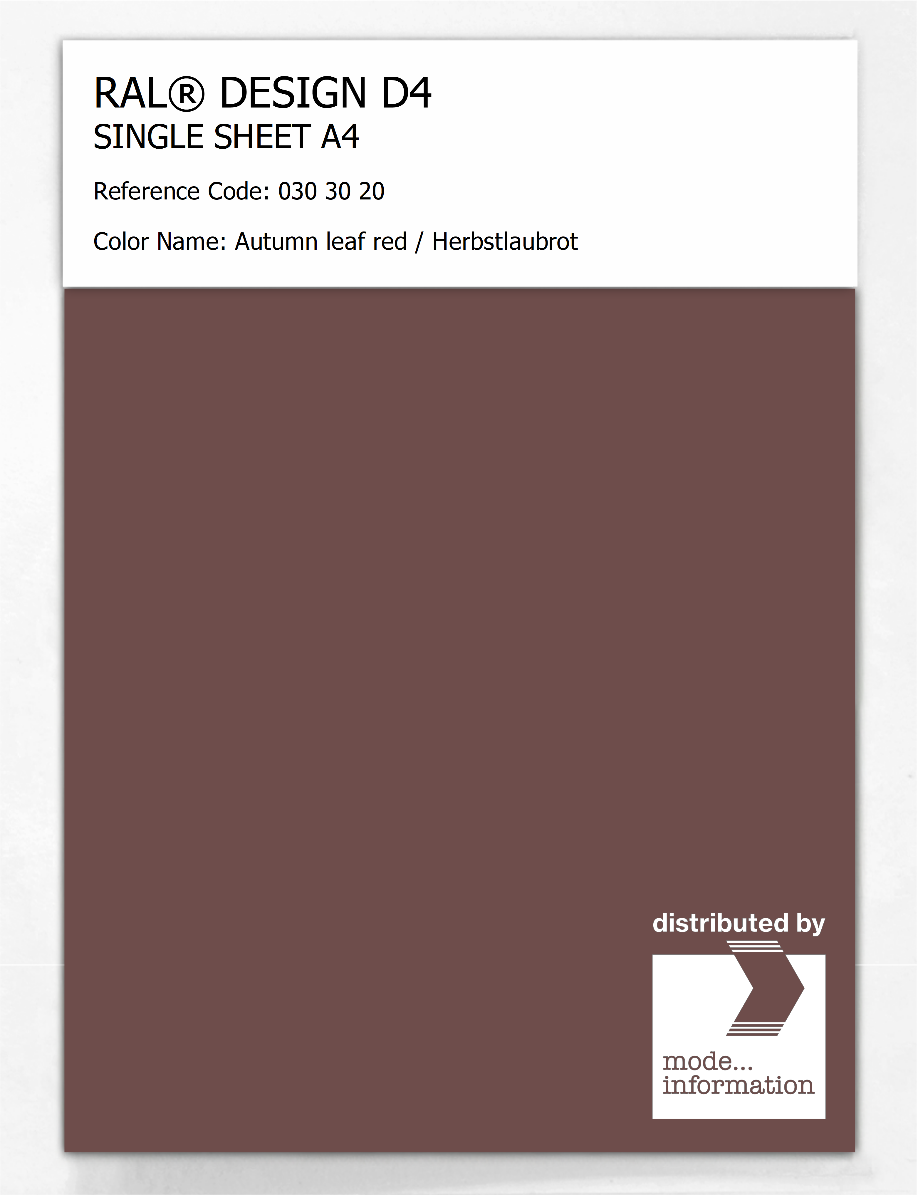 Artikelbild 1 des Artikels “RAL® DESIGN D4 SINGLE SHEET A4 030 30 20 Autumn leaf red / Herbstlaubrot “