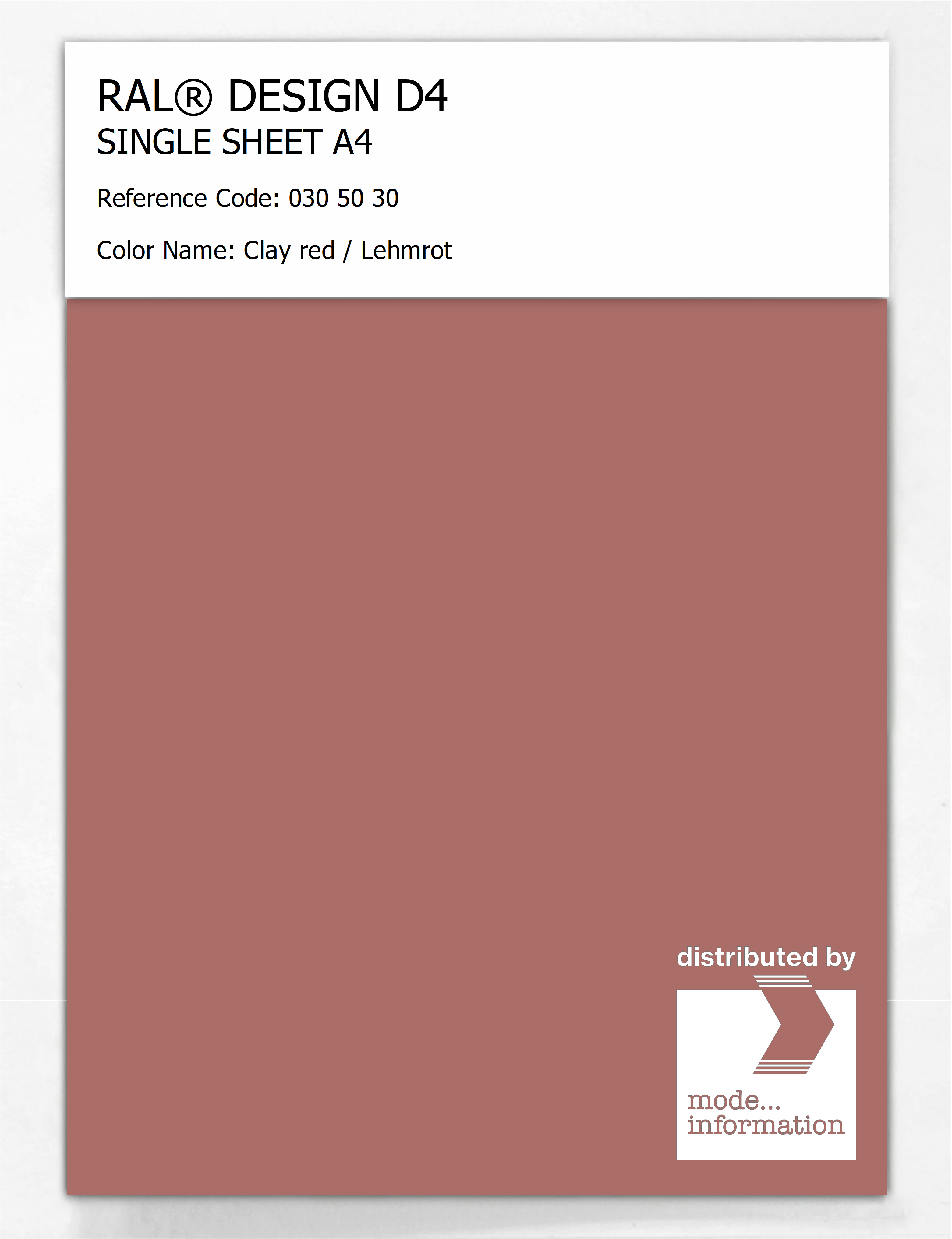 Artikelbild 1 des Artikels “RAL® DESIGN D4 SINGLE SHEET A4 030 50 30 Clay red / Lehmrot “