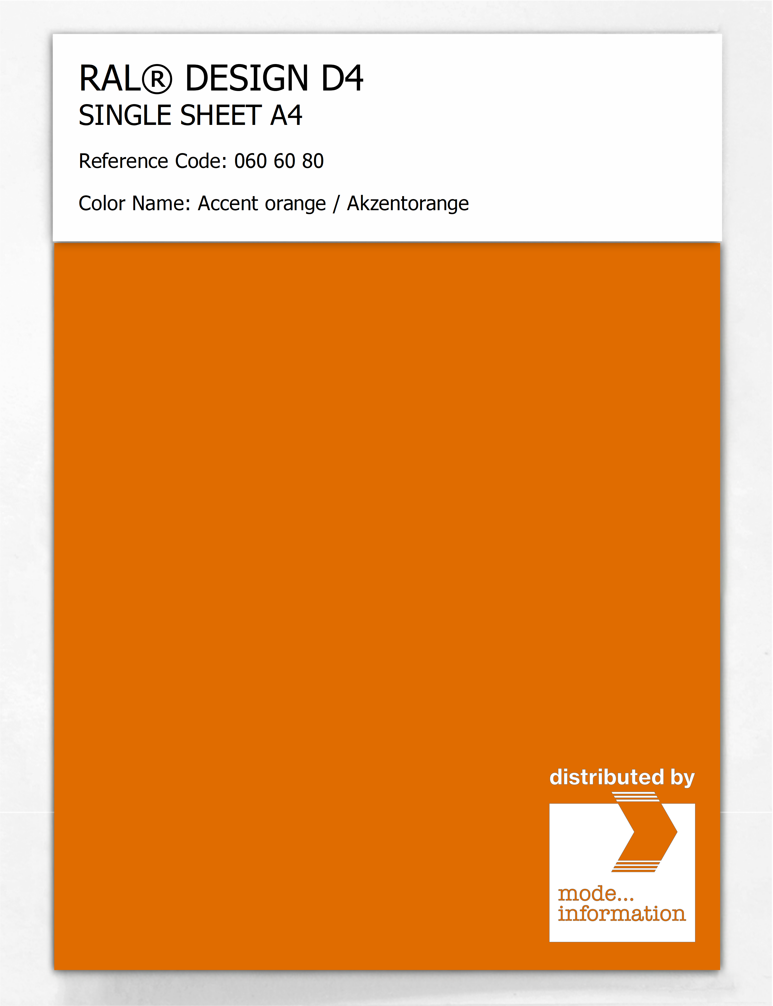 Artikelbild 1 des Artikels “RAL® DESIGN D4 SINGLE SHEET A4 060 60 80 Accent orange / Akzentorange “