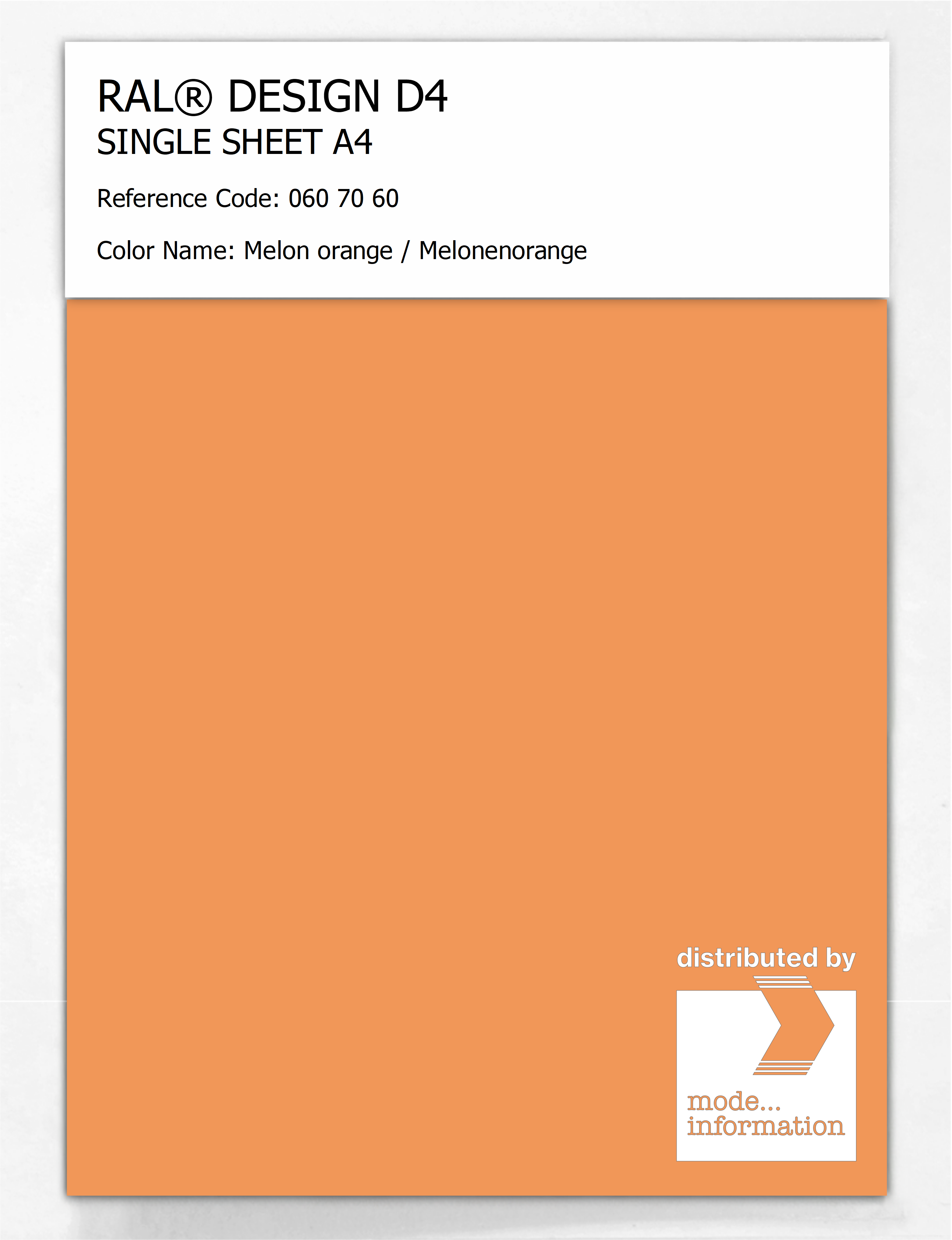 Artikelbild 1 des Artikels “RAL® DESIGN D4 SINGLE SHEET A4 060 70 60 Melon orange / Melonenorange “
