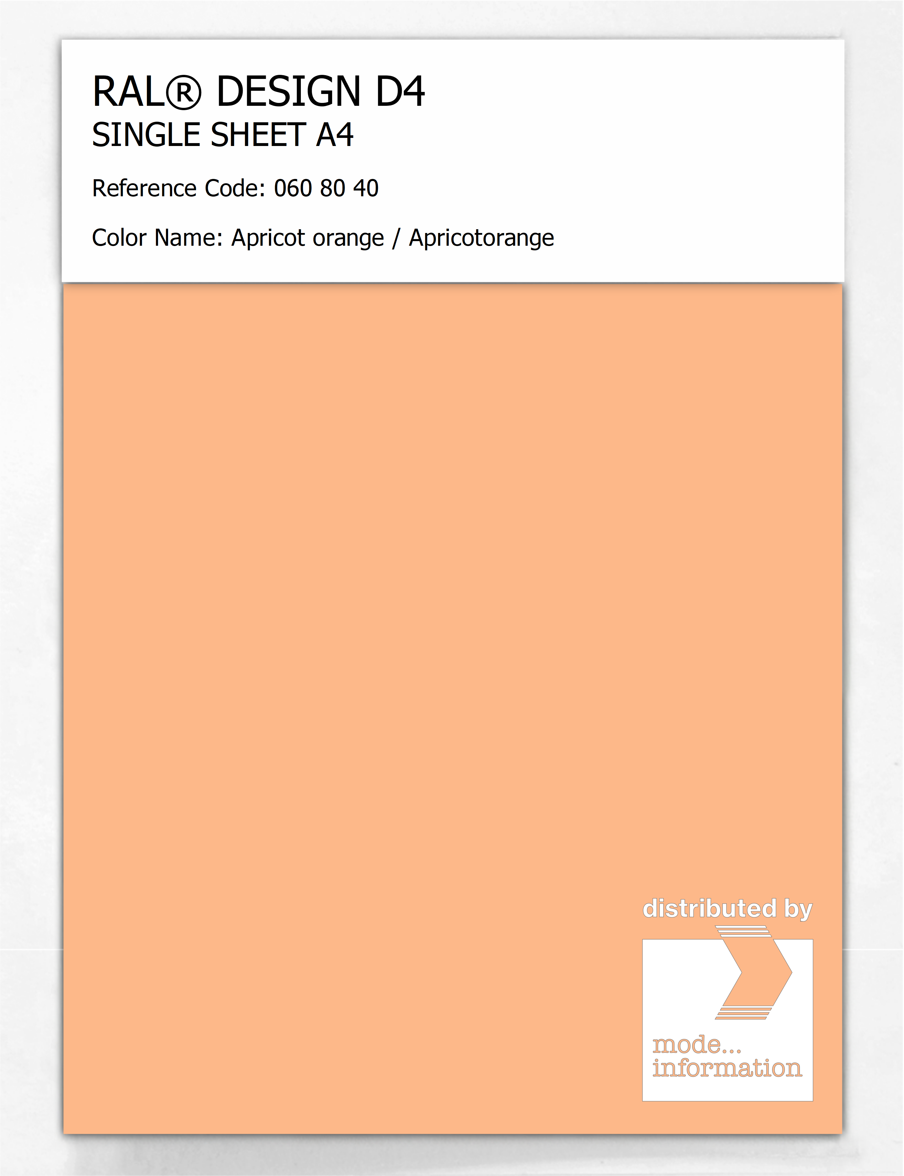 Product image 1 of the product “RAL® DESIGN D4 SINGLE SHEET A4 060 80 40 Apricot orange / Apricotorange ”