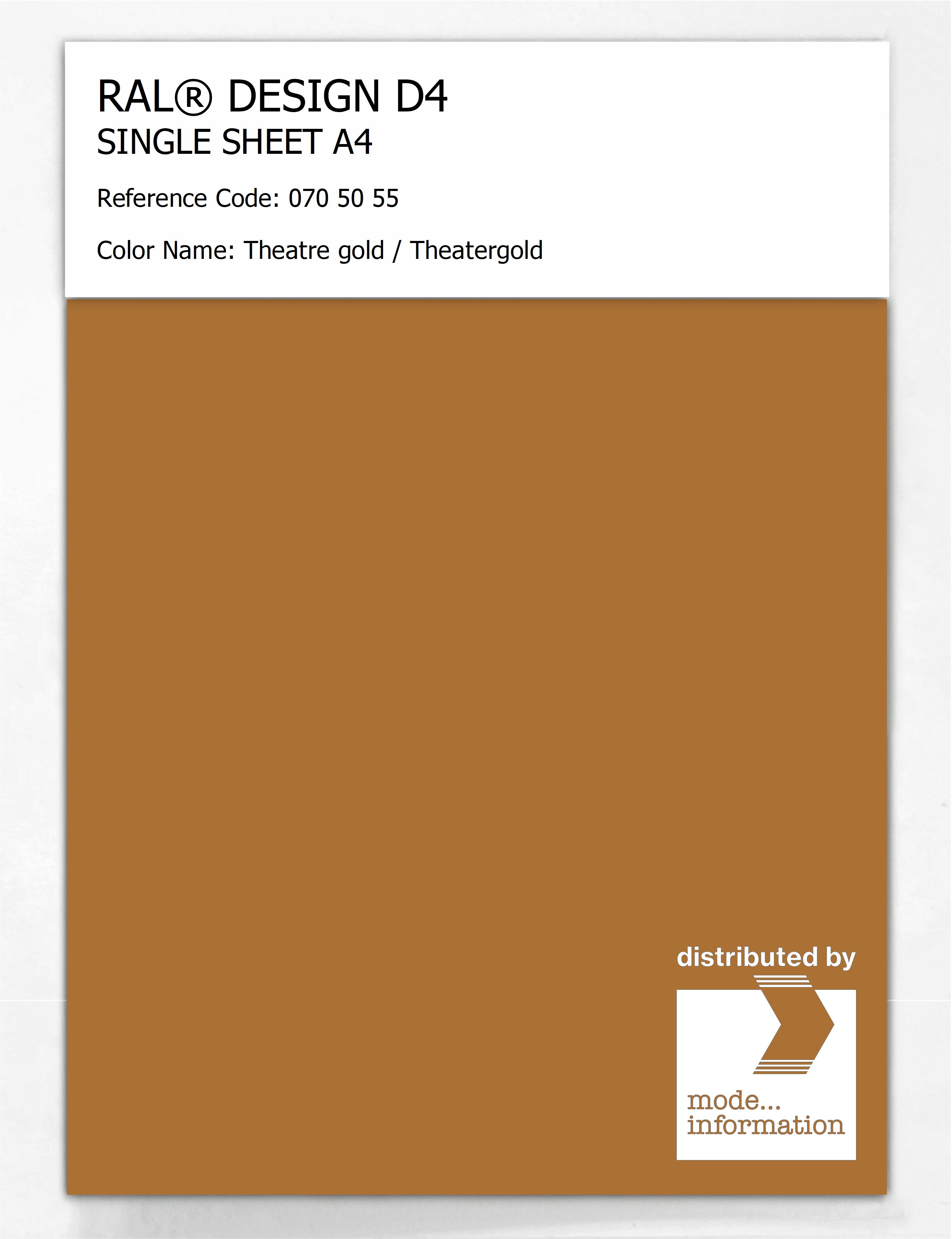 Artikelbild 1 des Artikels “RAL® DESIGN D4 SINGLE SHEET A4 070 50 55 Theatre gold / Theatergold “