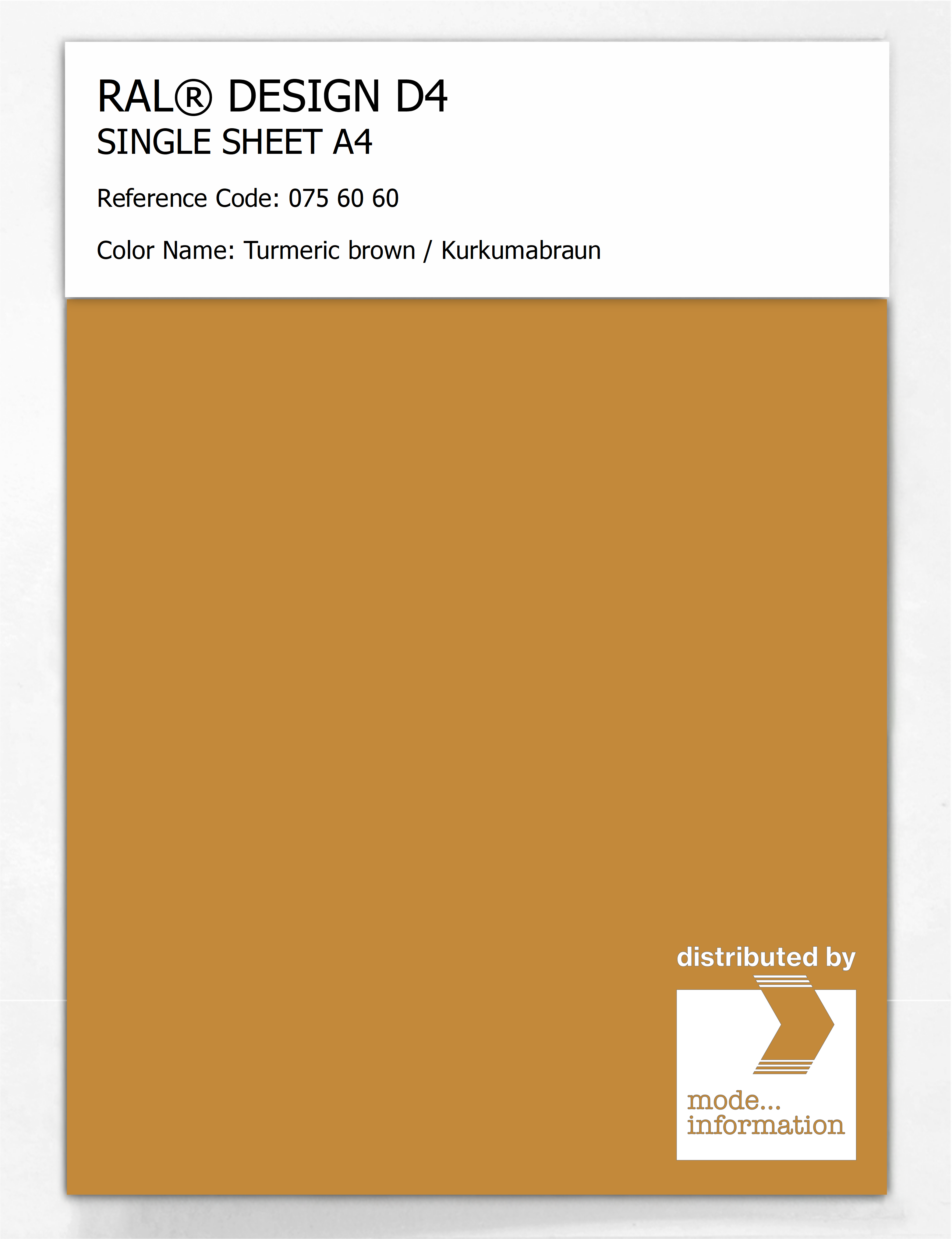 Product image 1 of the product “RAL® DESIGN D4 SINGLE SHEET A4 075 60 60 Turmeric brown / Kurkumabraun ”