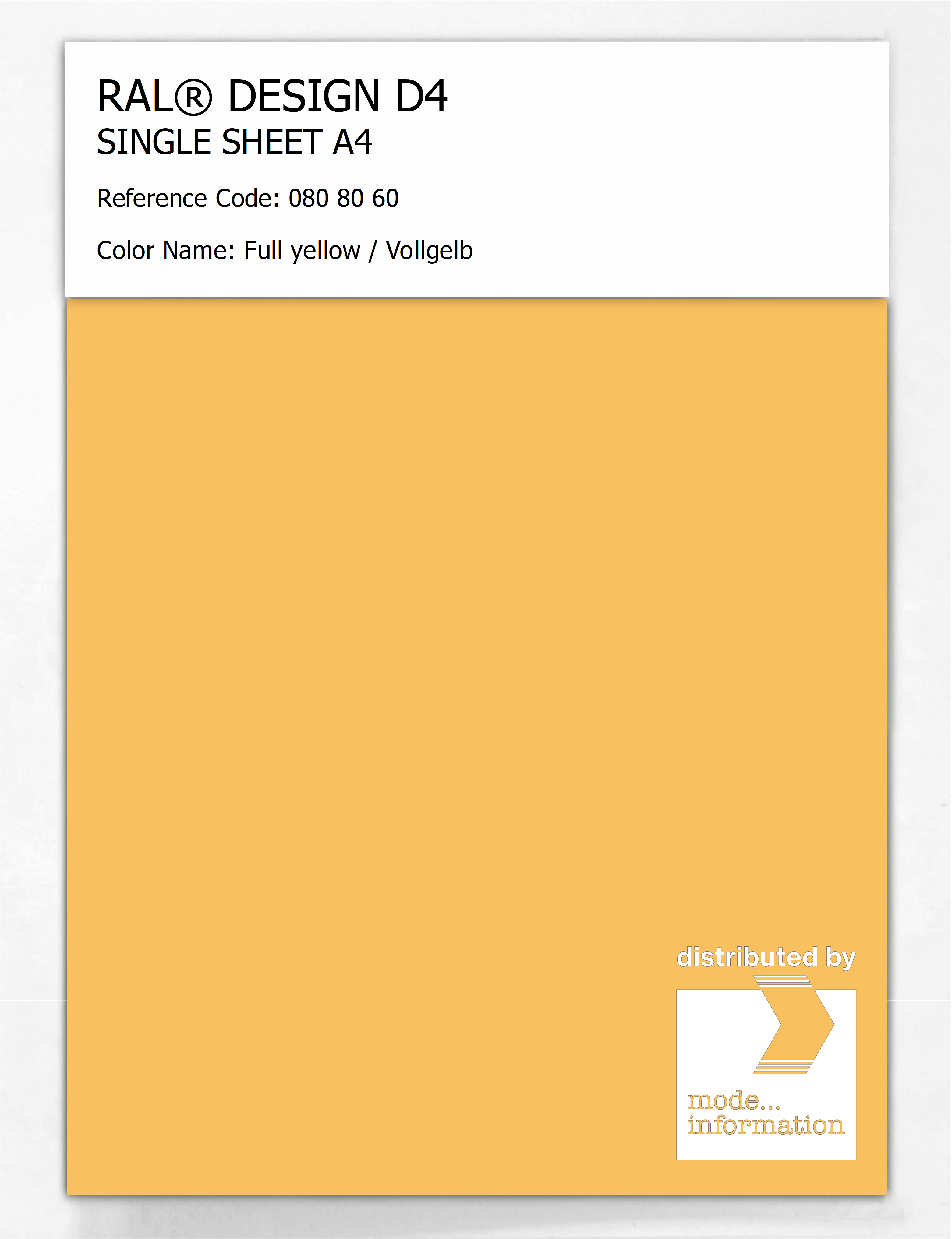 Artikelbild 1 des Artikels “RAL® DESIGN D4 SINGLE SHEET A4 080 80 60 Full yellow / Vollgelb “
