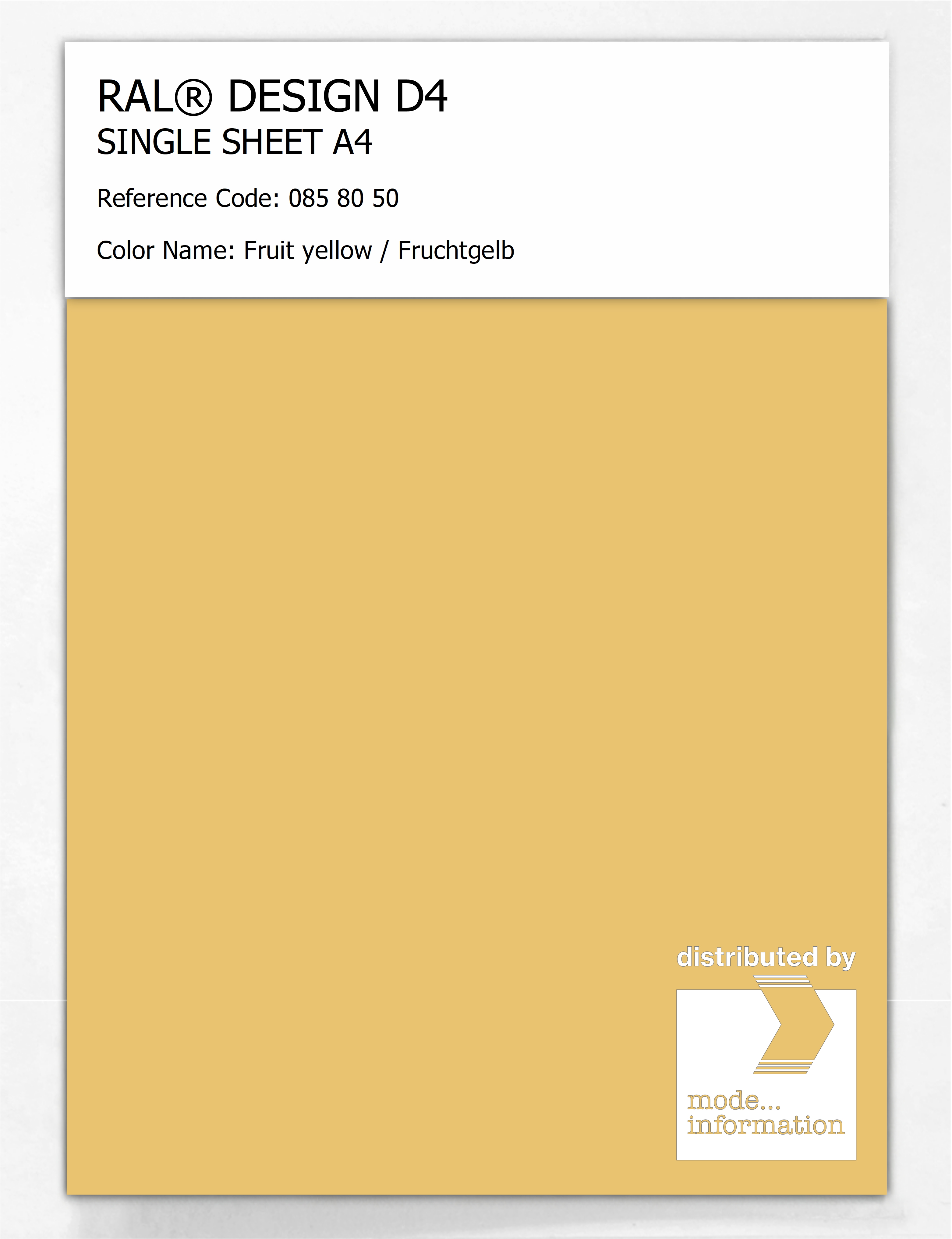 Artikelbild 1 des Artikels “RAL® DESIGN D4 SINGLE SHEET A4 085 80 50 Fruit yellow / Fruchtgelb “