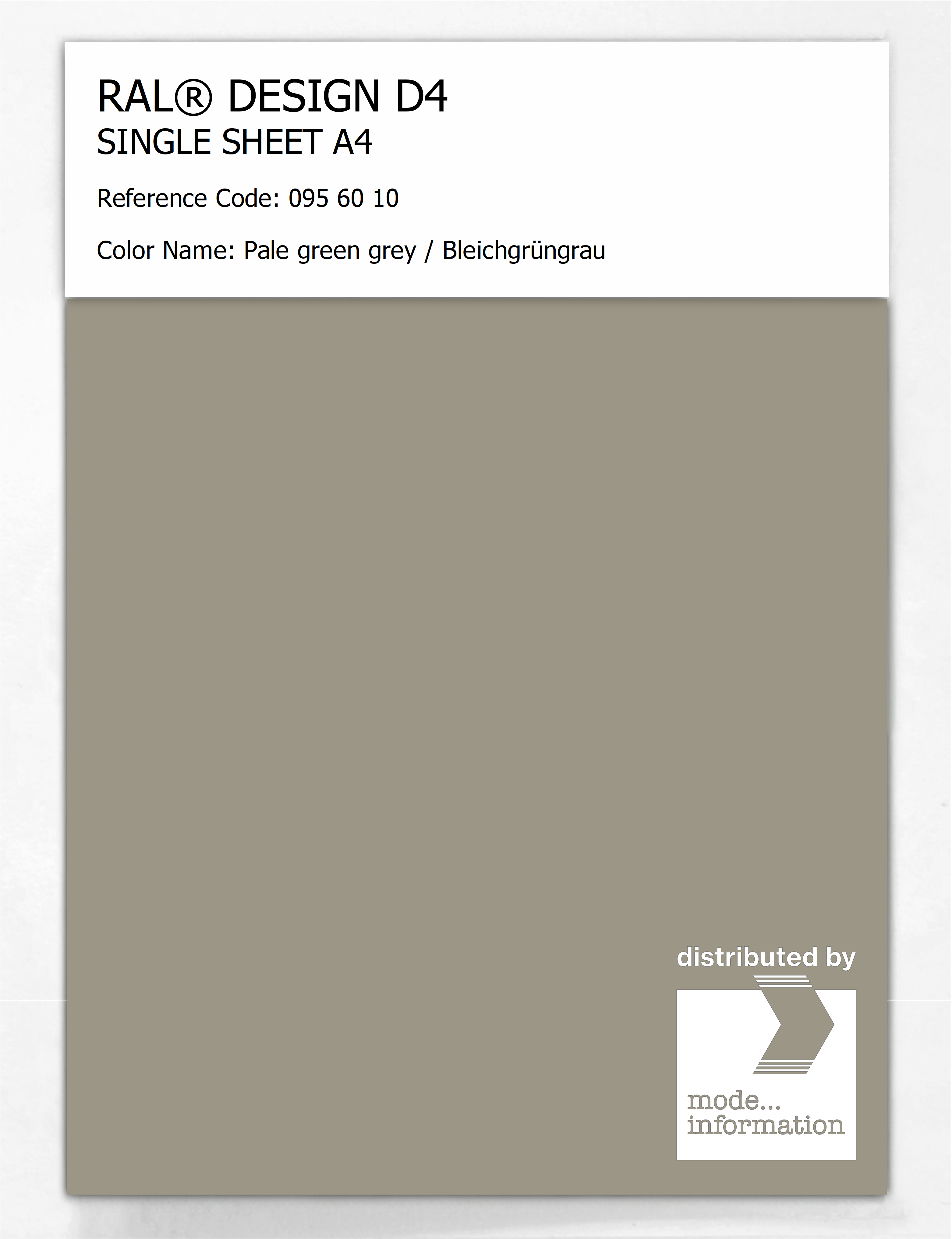 Artikelbild 1 des Artikels “RAL® DESIGN D4 SINGLE SHEET A4 095 60 10 Pale green grey / Bleichgrüngrau “