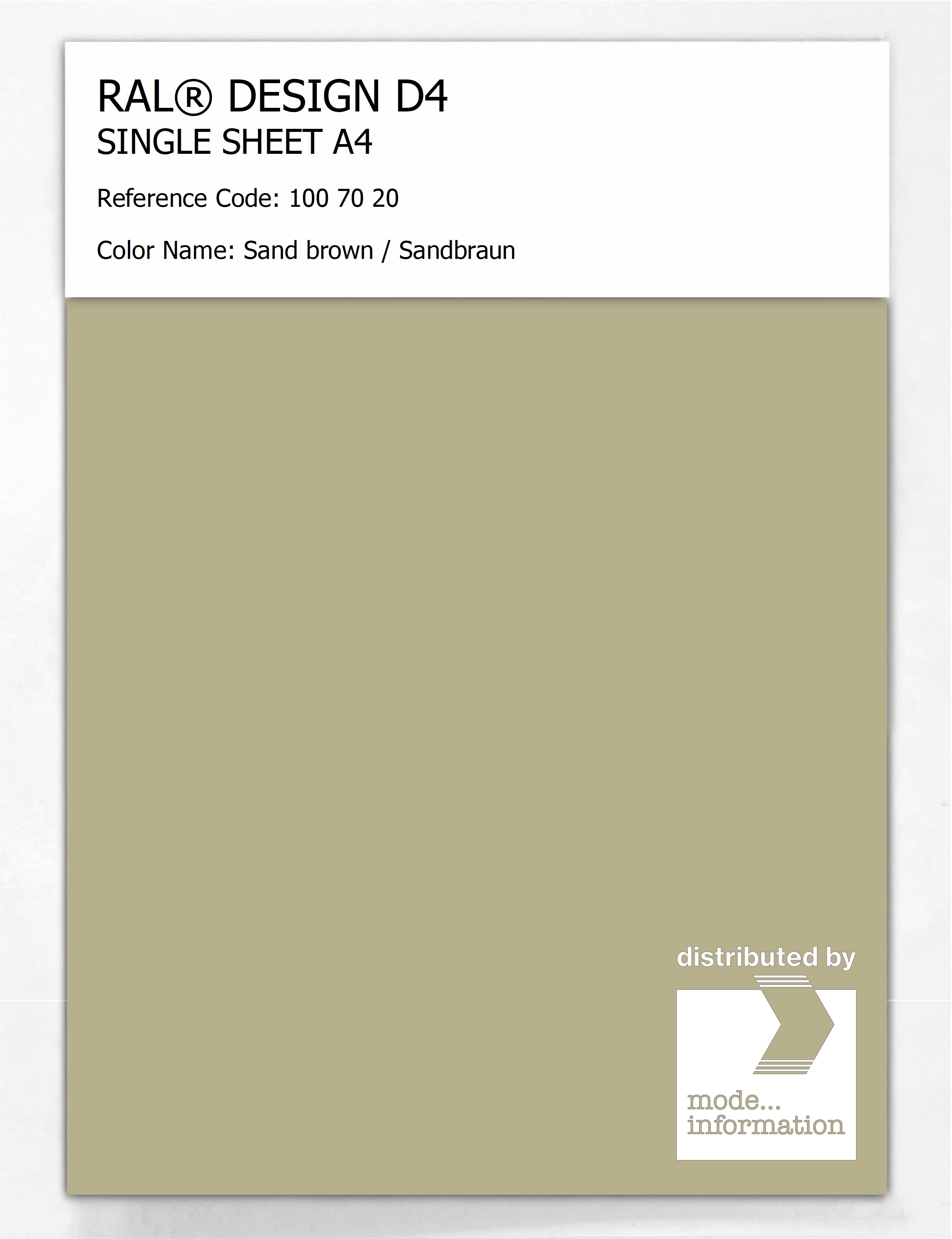 Product image 1 of the product “RAL® DESIGN D4 SINGLE SHEET A4 100 70 20 Sand brown / Sandbraun ”