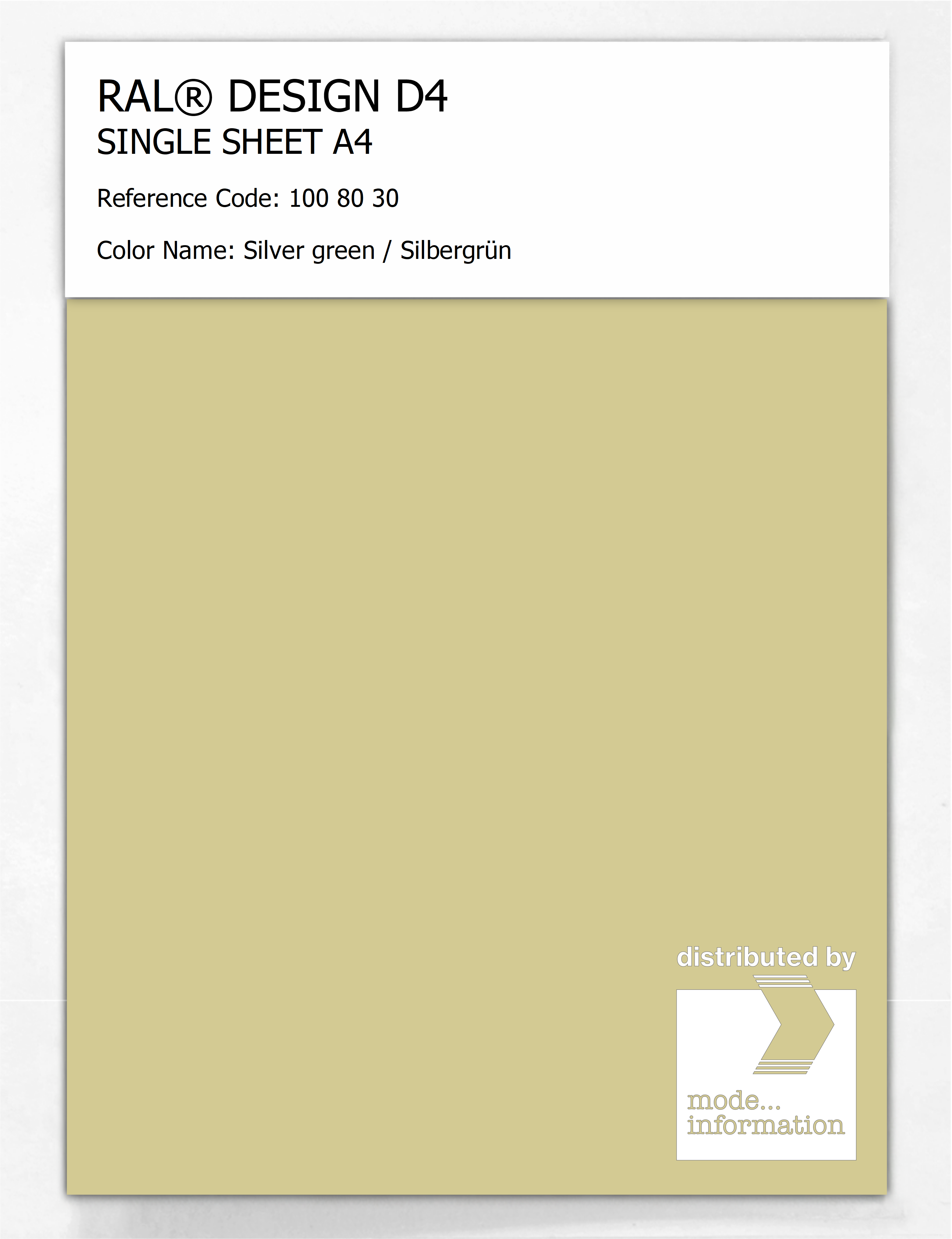 Artikelbild 1 des Artikels “RAL® DESIGN D4 SINGLE SHEET A4 100 80 30 Silver green / Silbergrün “