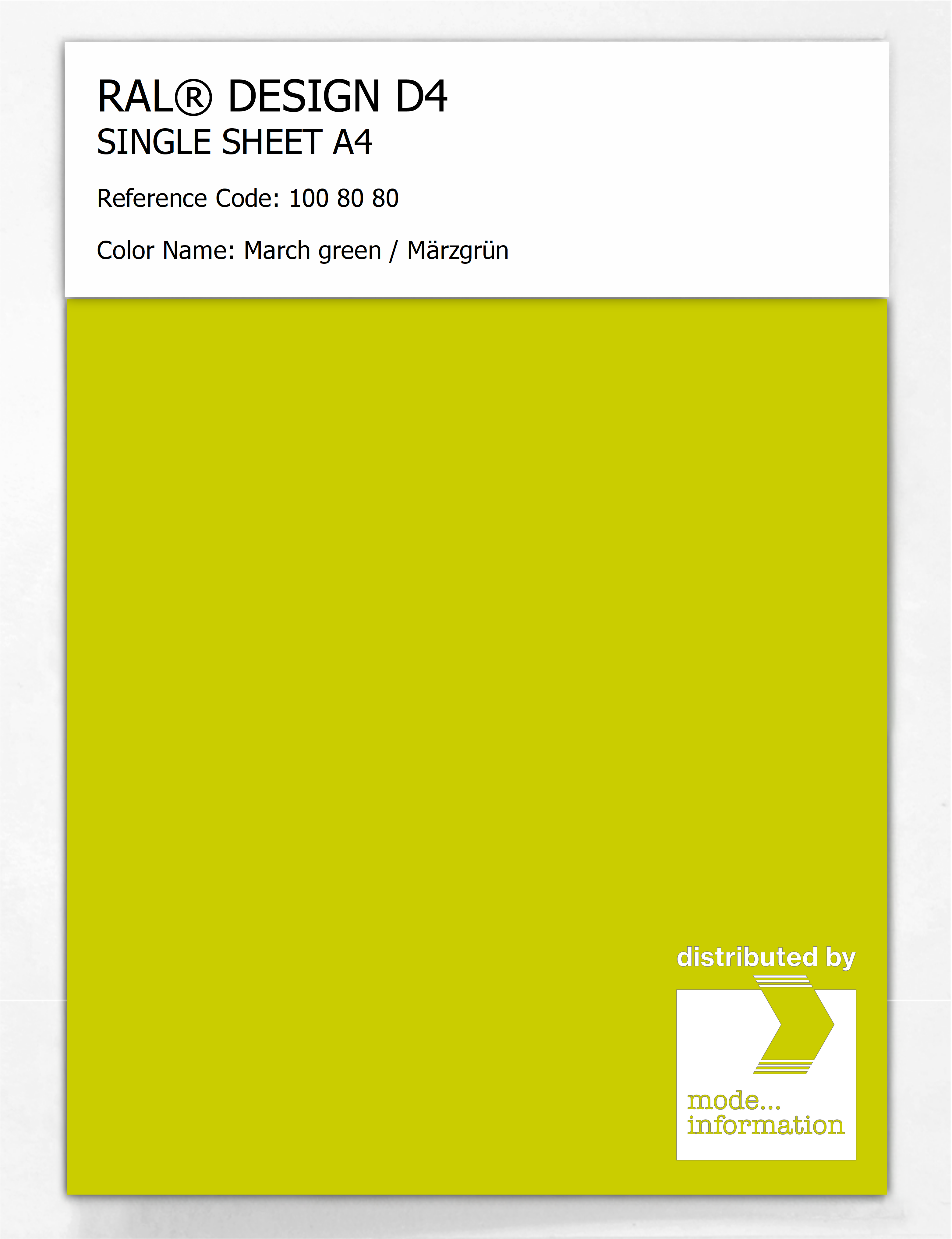 Product image 1 of the product “RAL® DESIGN D4 SINGLE SHEET A4 100 80 80 March green / Märzgrün ”