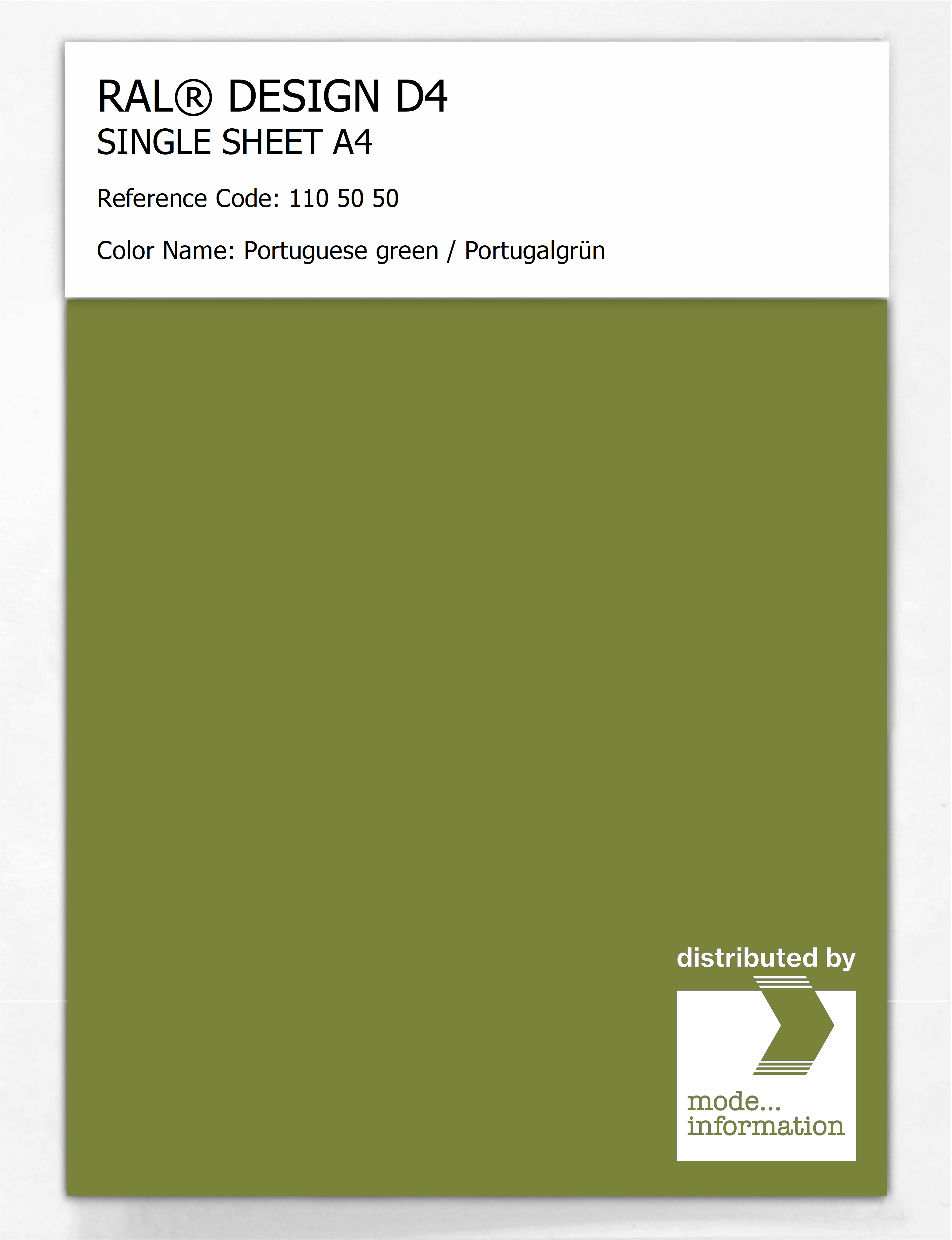 Product image 1 of the product “RAL® DESIGN D4 SINGLE SHEET A4 110 50 50 Portuguese green / Portugalgrün ”