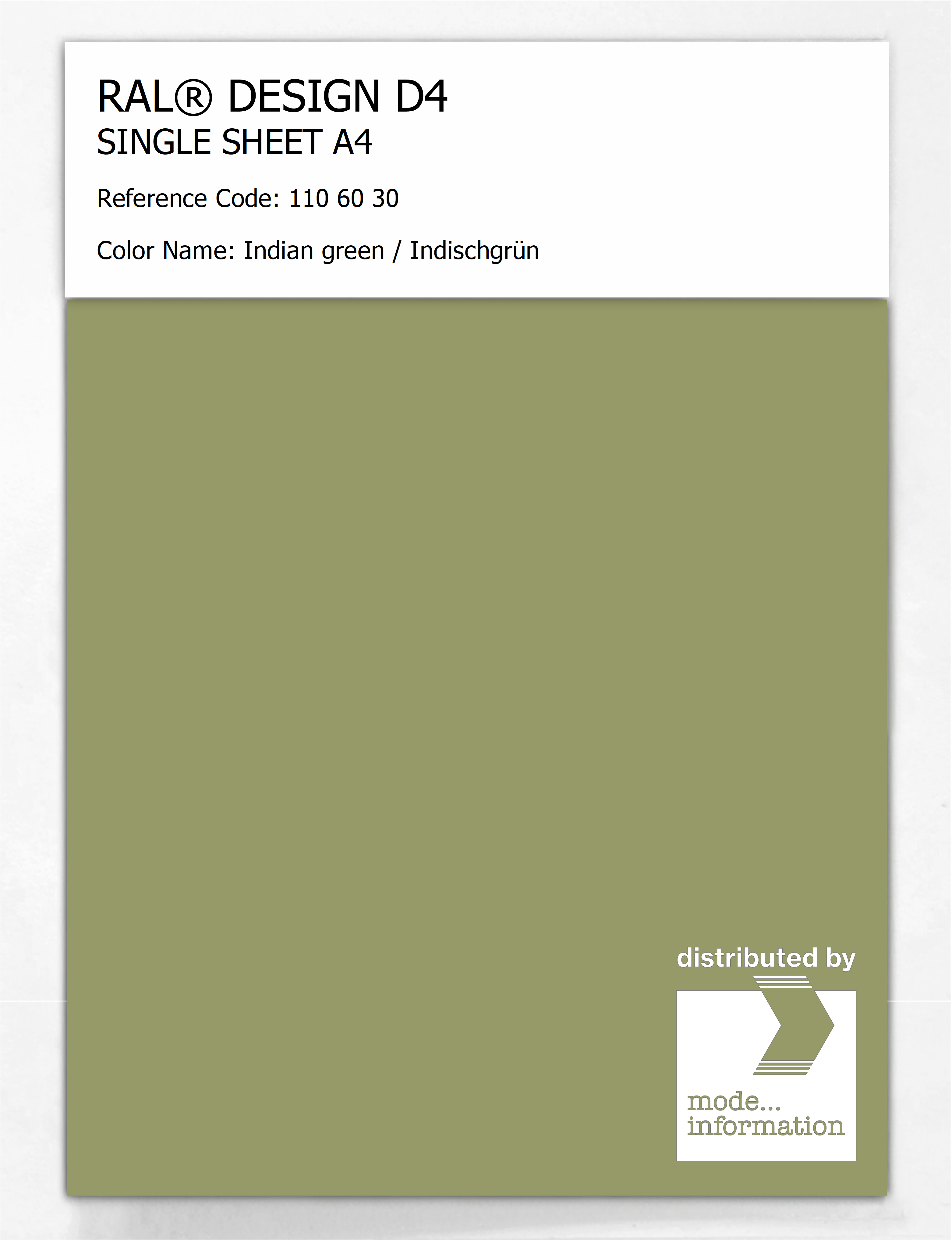 Artikelbild 1 des Artikels “RAL® DESIGN D4 SINGLE SHEET A4 110 60 30 Indian green / Indischgrün “