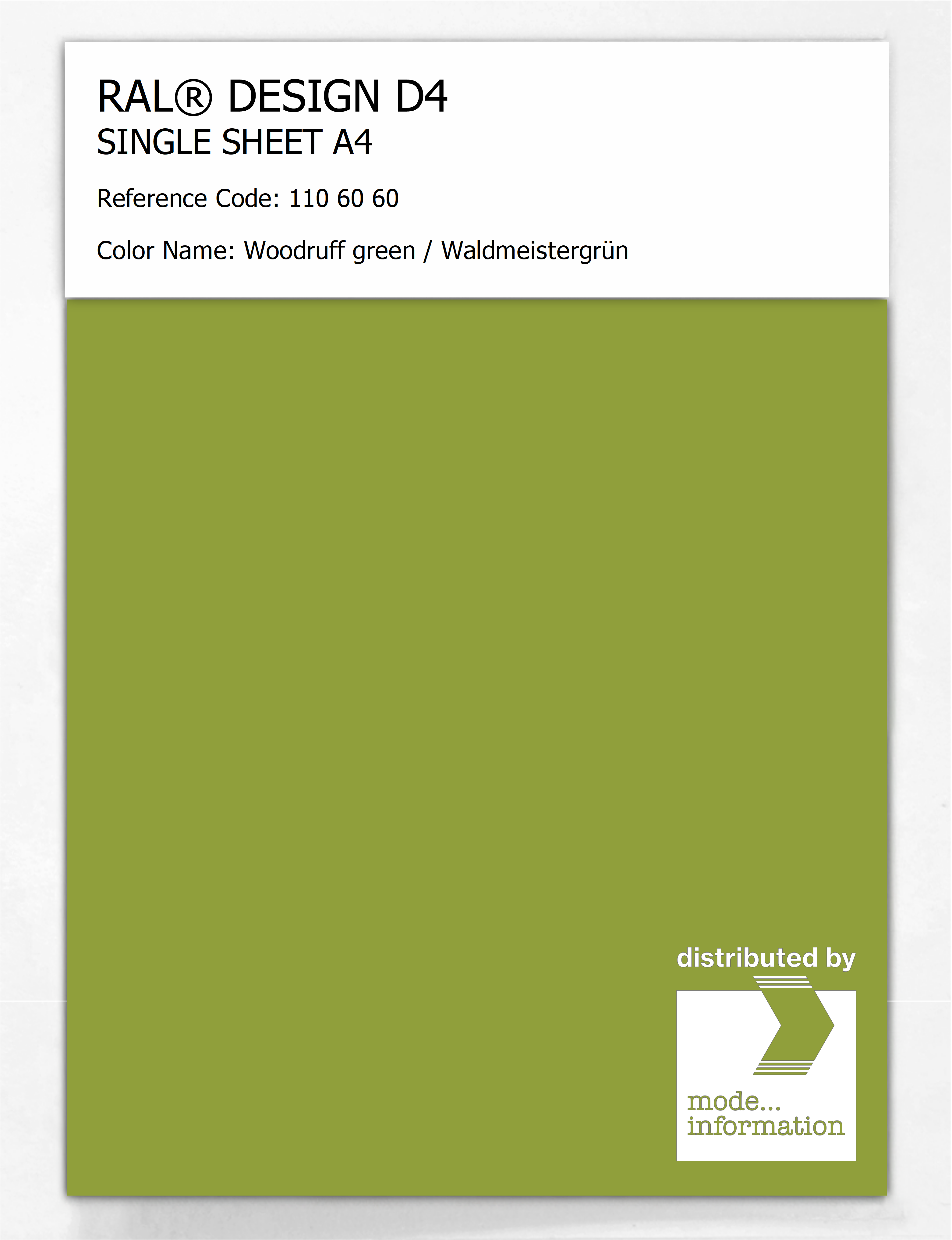 Artikelbild 1 des Artikels “RAL® DESIGN D4 SINGLE SHEET A4 110 60 60 Woodruff green / Waldmeistergrün “